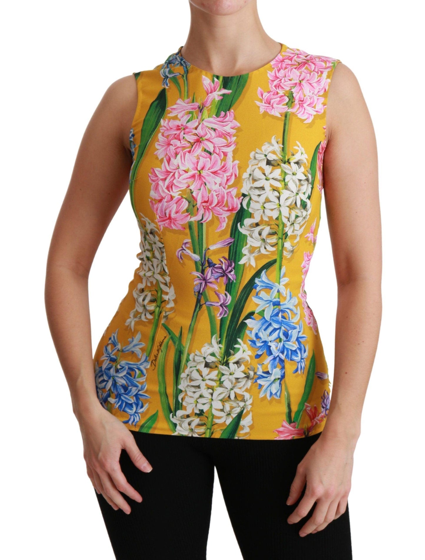 Dolce & Gabbana Sunshine Floral Crewneck Sleeveless Blouse - Arichezz.store