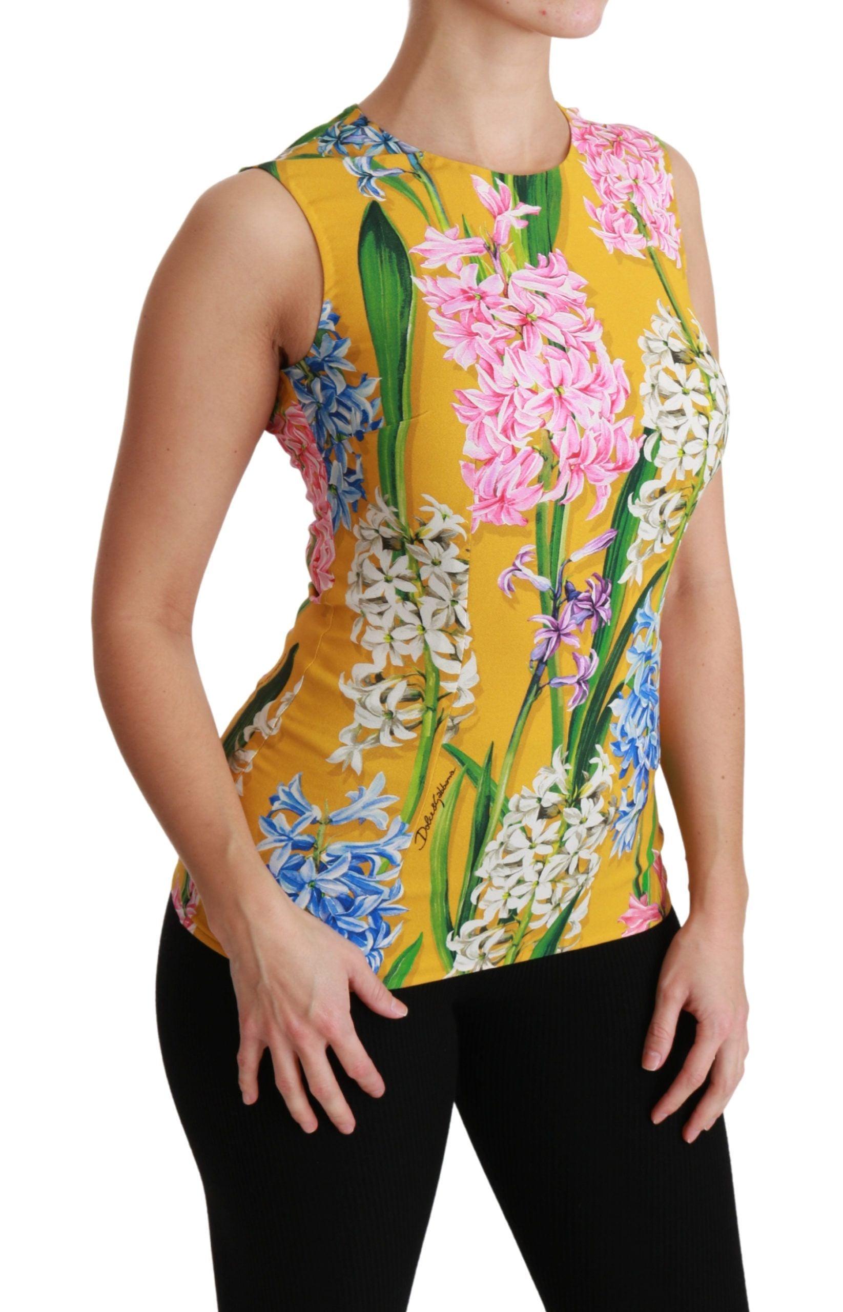 Dolce & Gabbana Sunshine Floral Crewneck Sleeveless Blouse - Arichezz.store