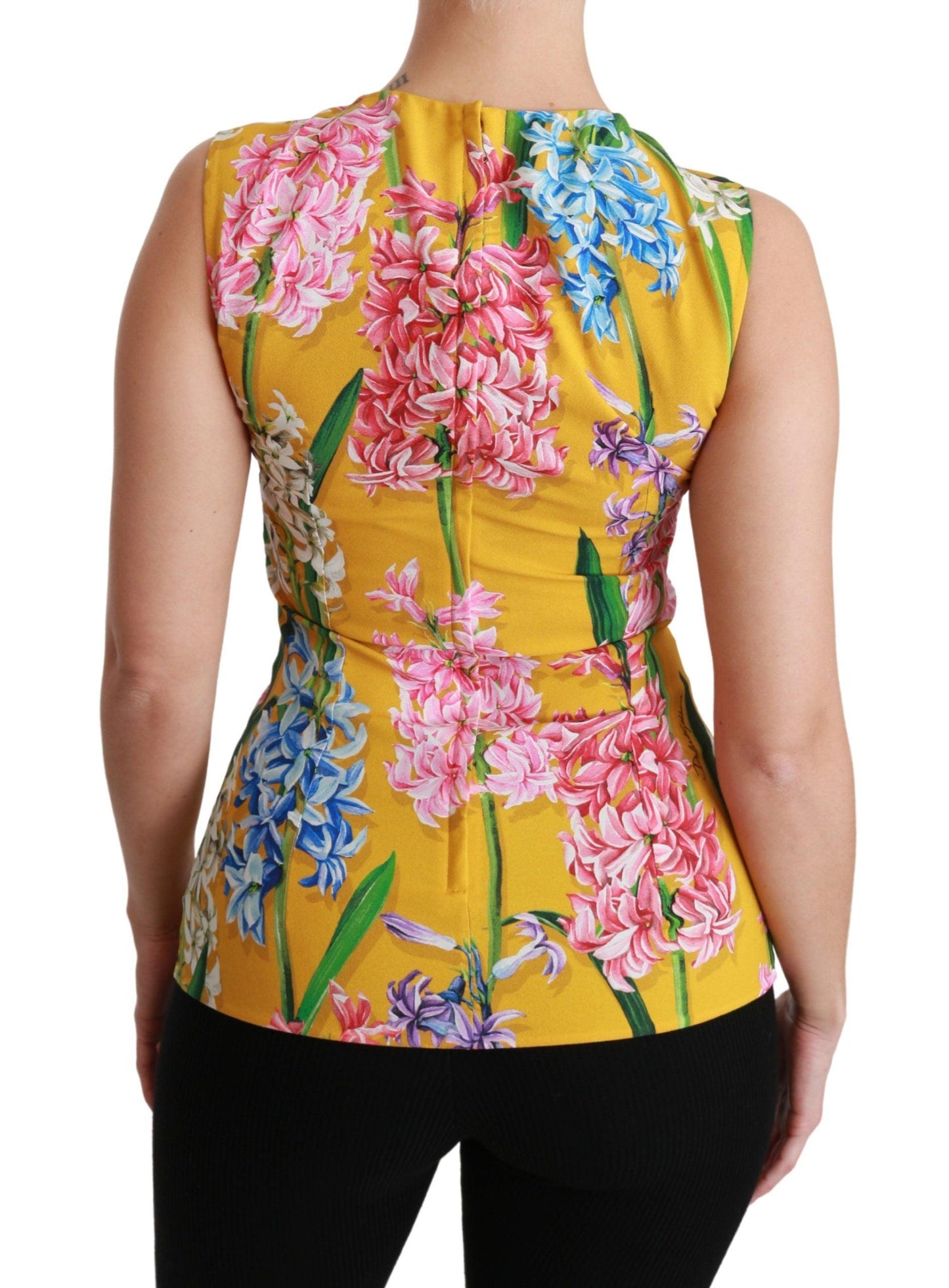 Dolce & Gabbana Sunshine Floral Crewneck Sleeveless Blouse - Arichezz.store