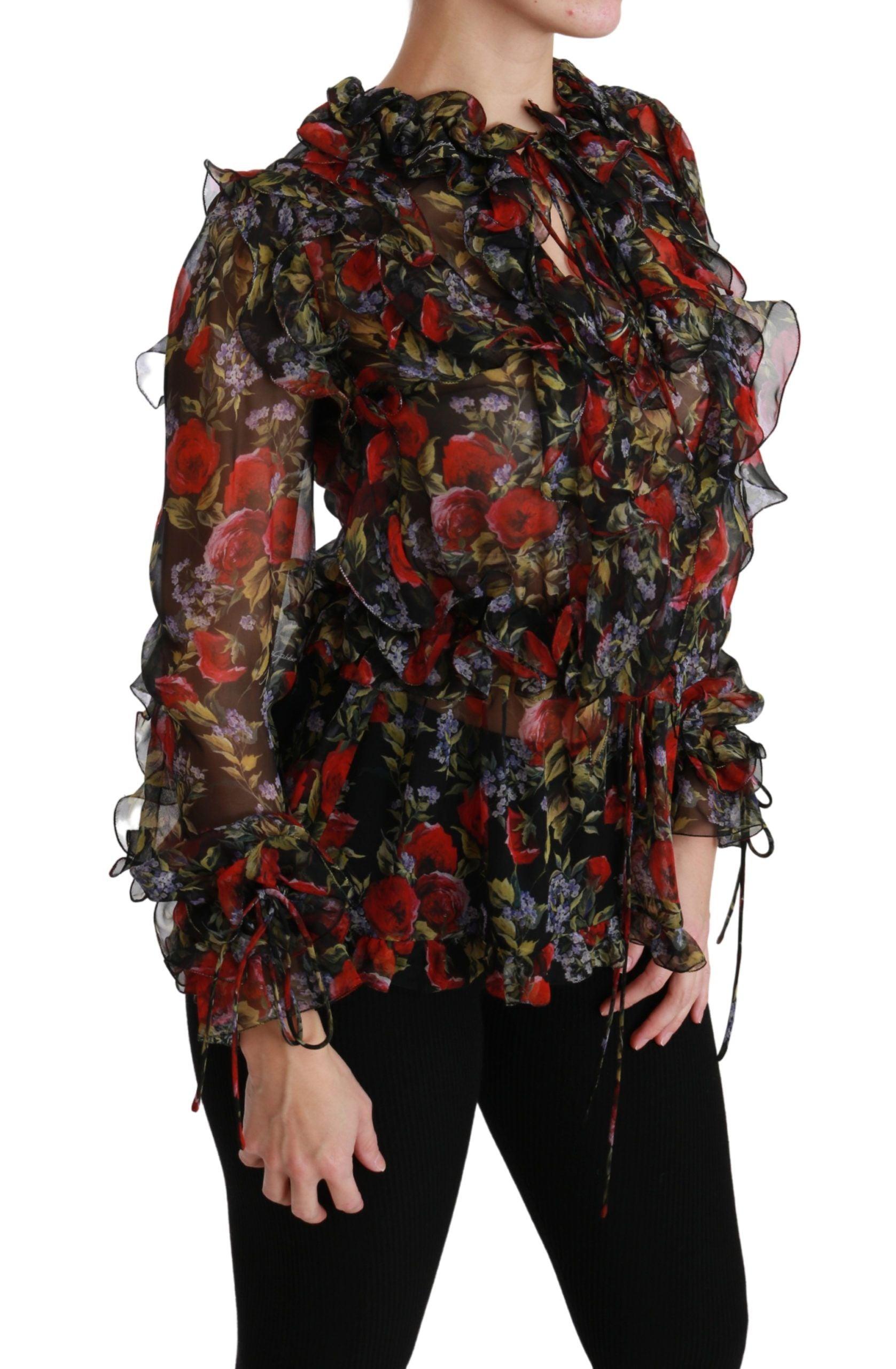 Dolce & Gabbana Elegant Floral Silk Long Sleeve Blouse - Arichezz.store