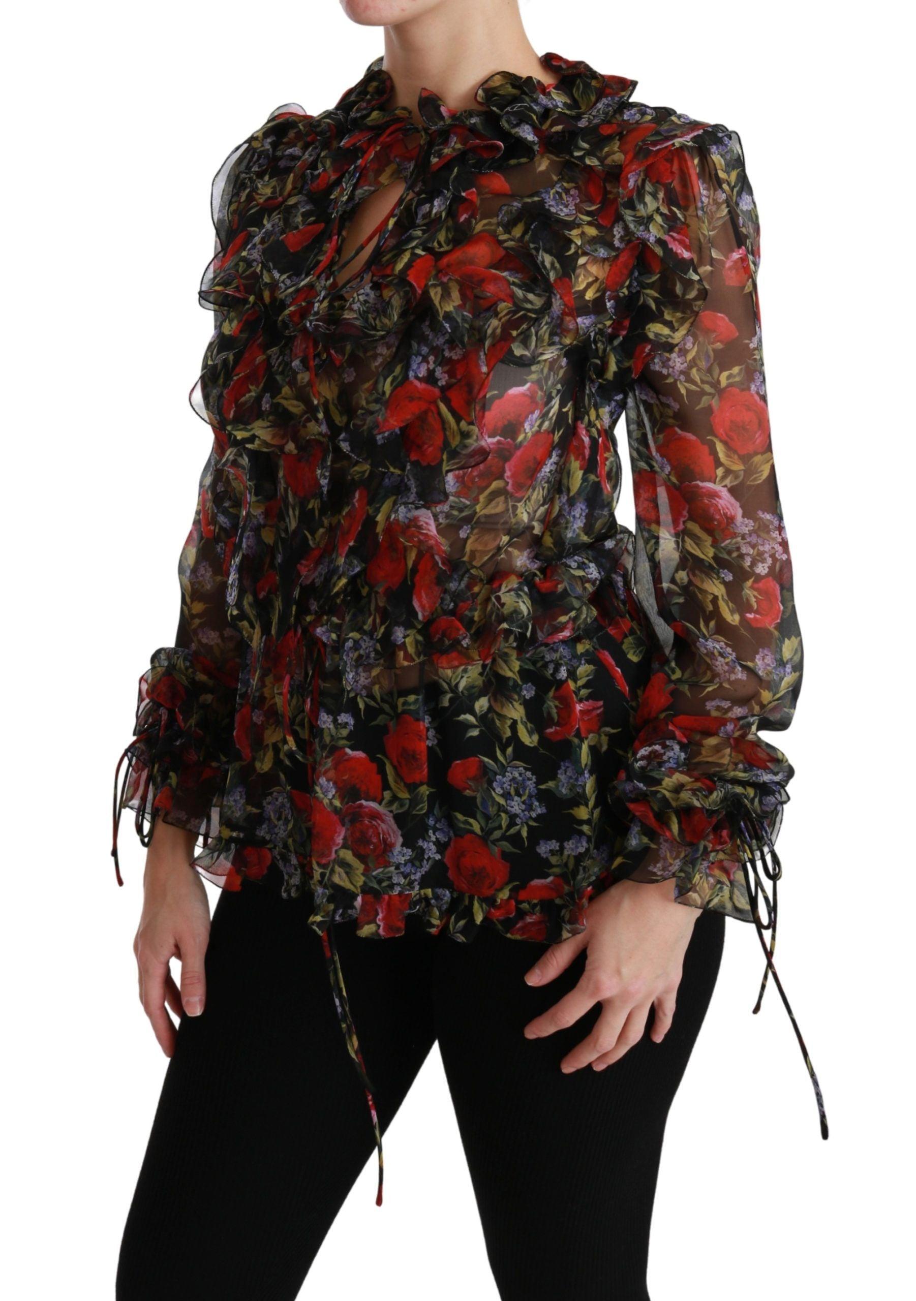 Dolce & Gabbana Elegant Floral Silk Long Sleeve Blouse - Arichezz.store