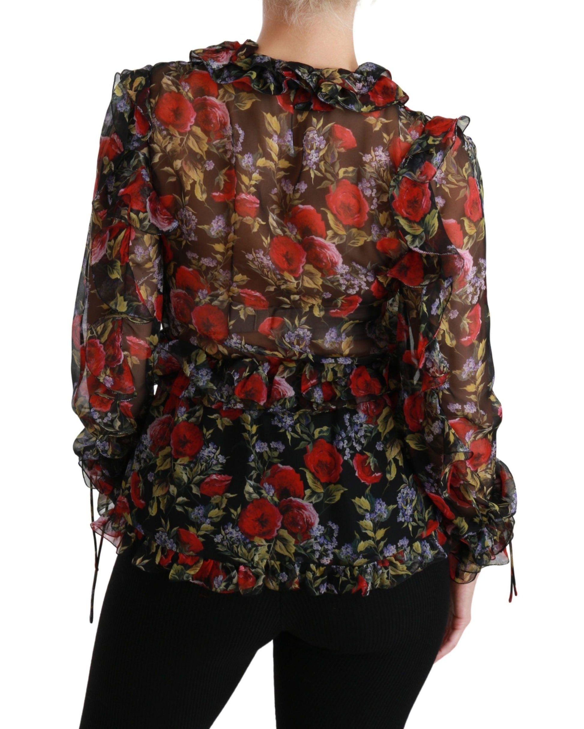 Dolce & Gabbana Elegant Floral Silk Long Sleeve Blouse - Arichezz.store