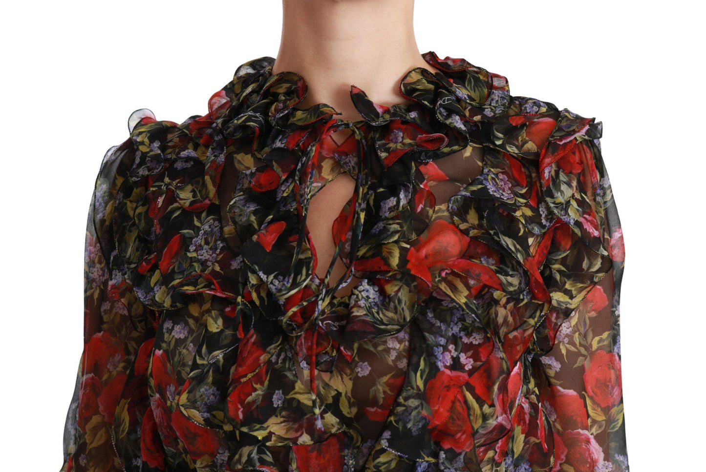 Dolce & Gabbana Elegant Floral Silk Long Sleeve Blouse - Arichezz.store