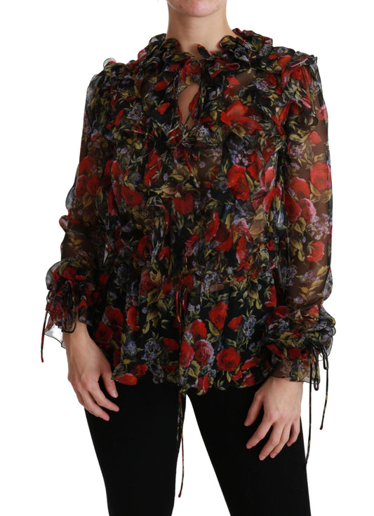 Dolce & Gabbana Elegant Floral Silk Long Sleeve Blouse - Arichezz.store