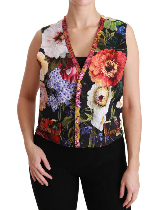 Dolce & Gabbana Multicolor Floral Brocade Sleeveless Vest - Arichezz.store