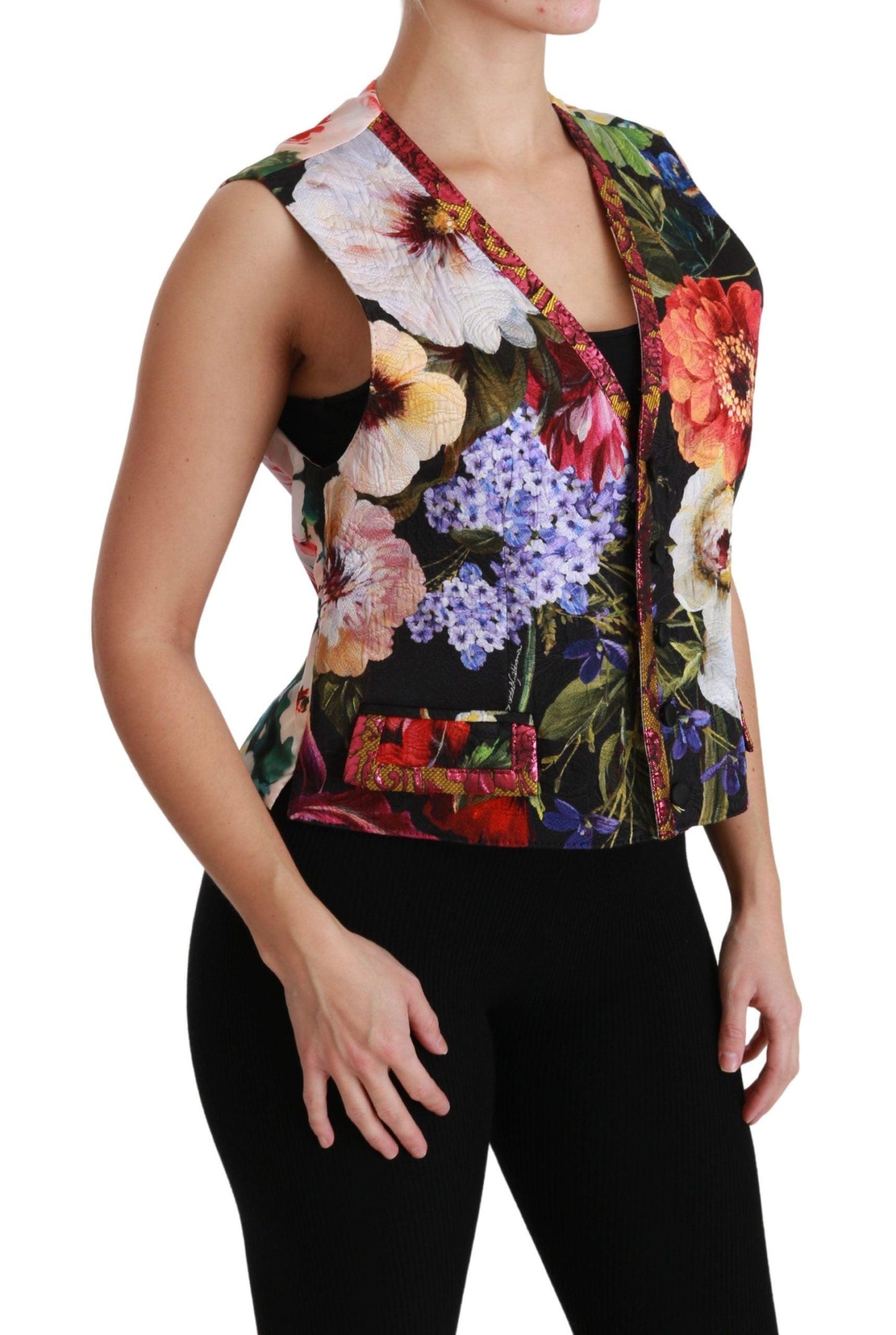 Dolce & Gabbana Multicolor Floral Brocade Sleeveless Vest - Arichezz.store