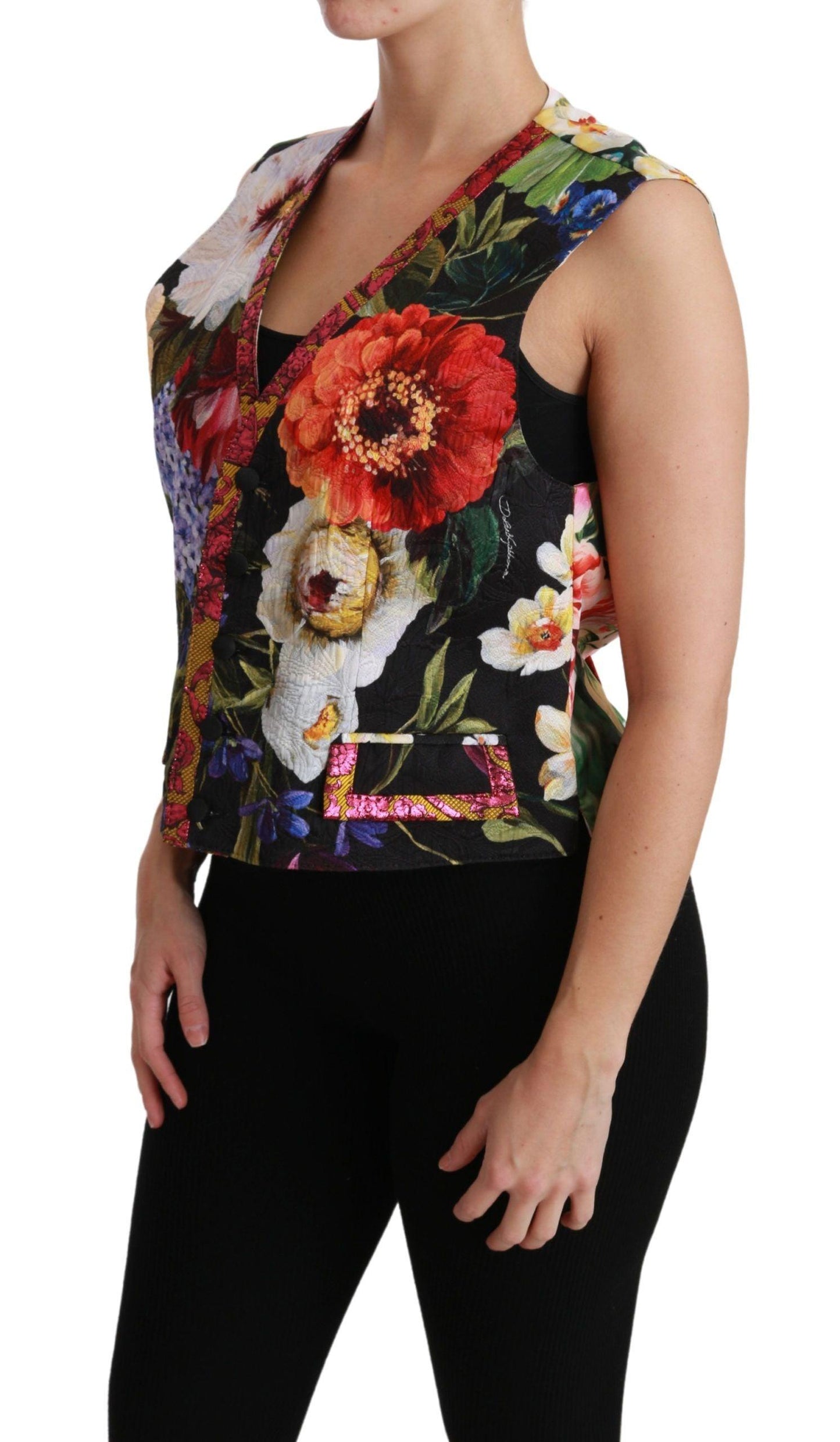 Dolce & Gabbana Multicolor Floral Brocade Sleeveless Vest - Arichezz.store