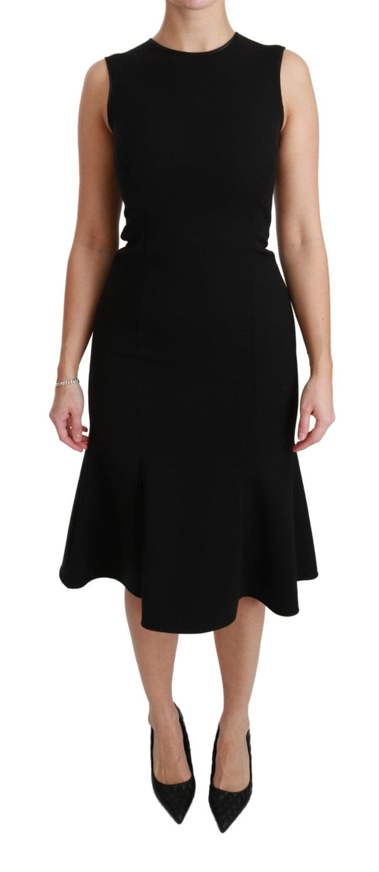 Dolce & Gabbana Elegant Black Fit Flare Wool Blend Dress - Arichezz.store