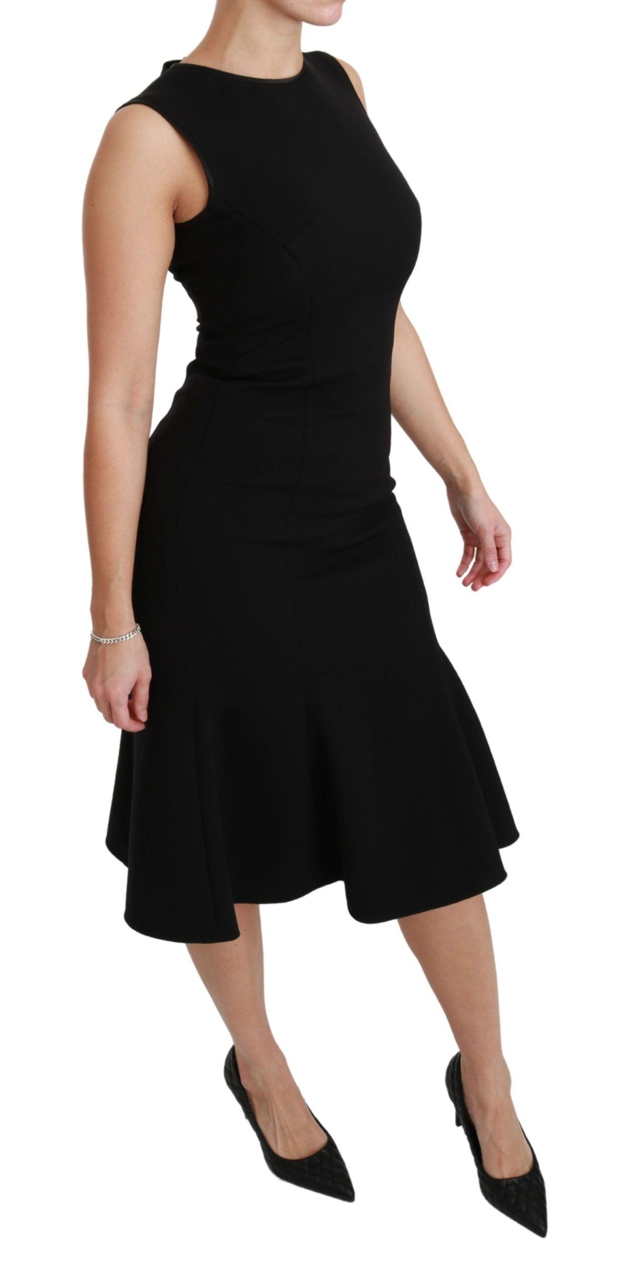 Dolce & Gabbana Elegant Black Fit Flare Wool Blend Dress - Arichezz.store