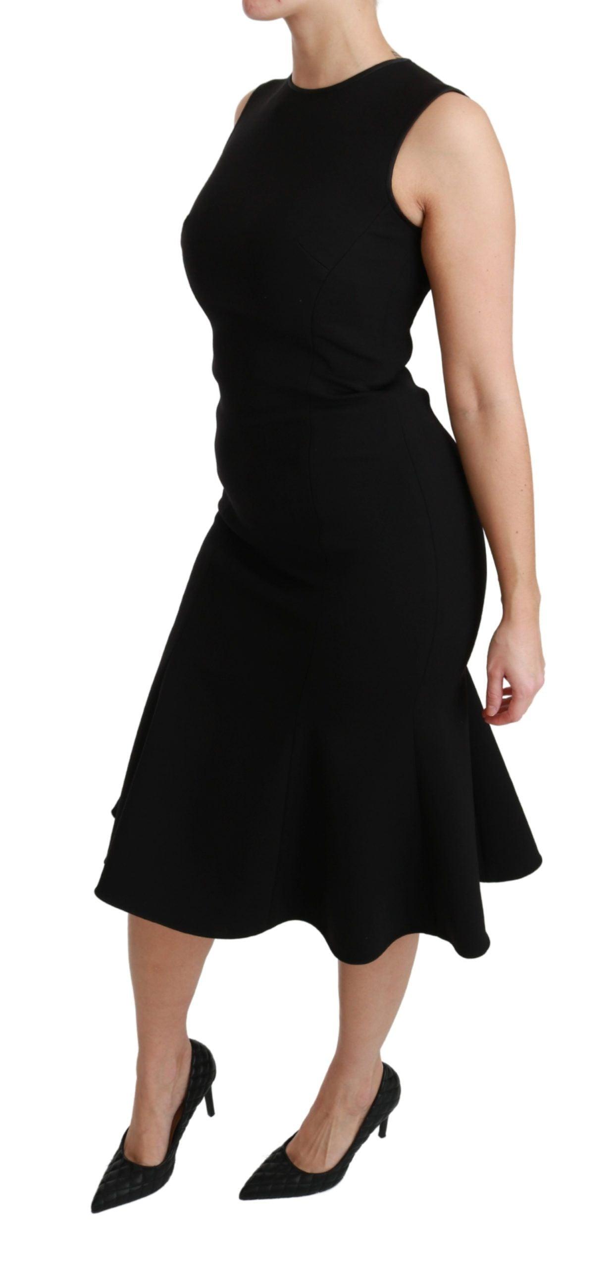 Dolce & Gabbana Elegant Black Fit Flare Wool Blend Dress - Arichezz.store