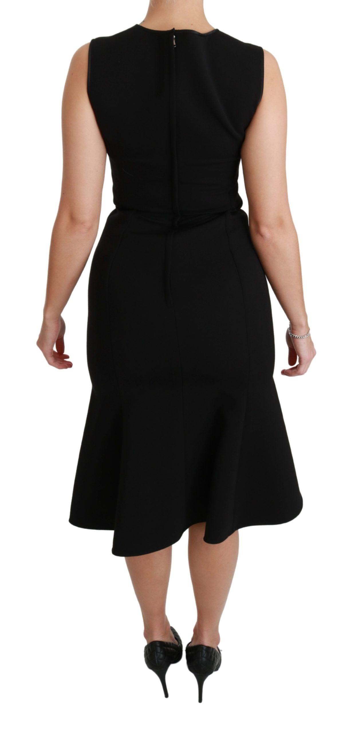 Dolce & Gabbana Elegant Black Fit Flare Wool Blend Dress - Arichezz.store