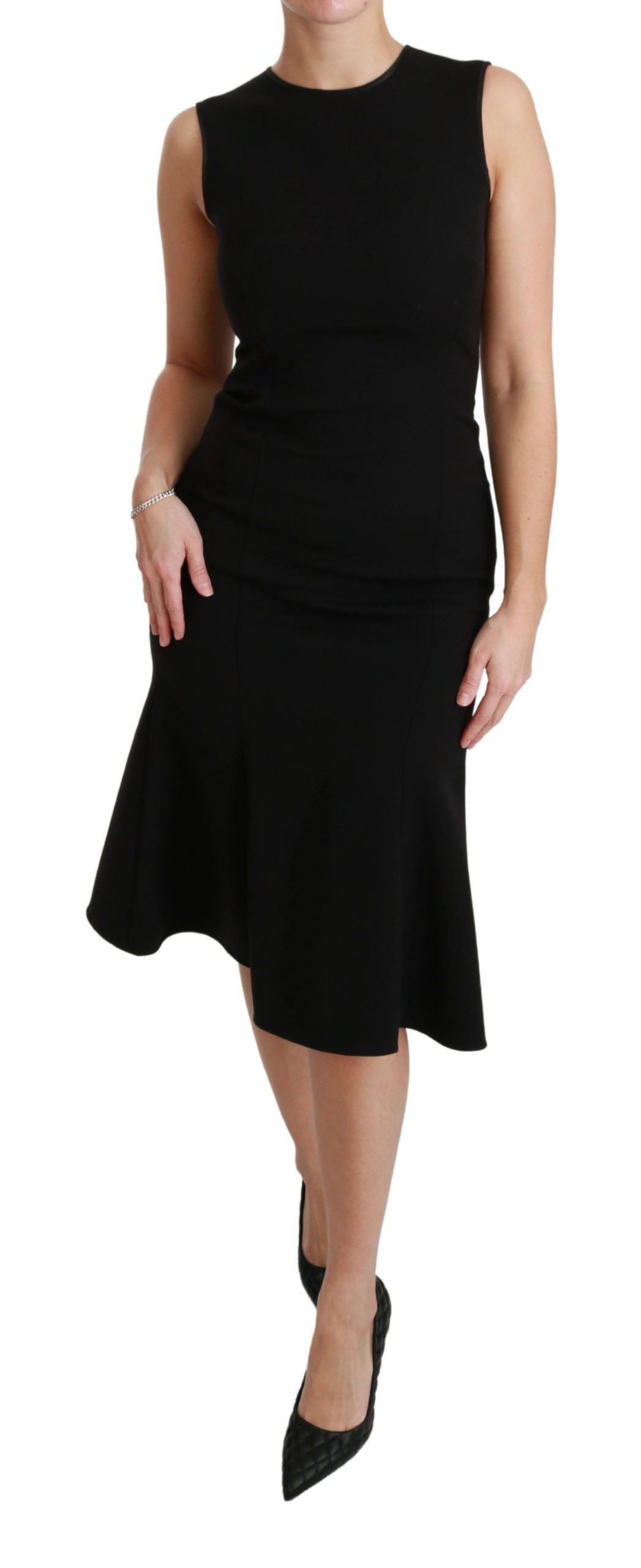 Dolce & Gabbana Elegant Black Fit Flare Wool Blend Dress - Arichezz.store