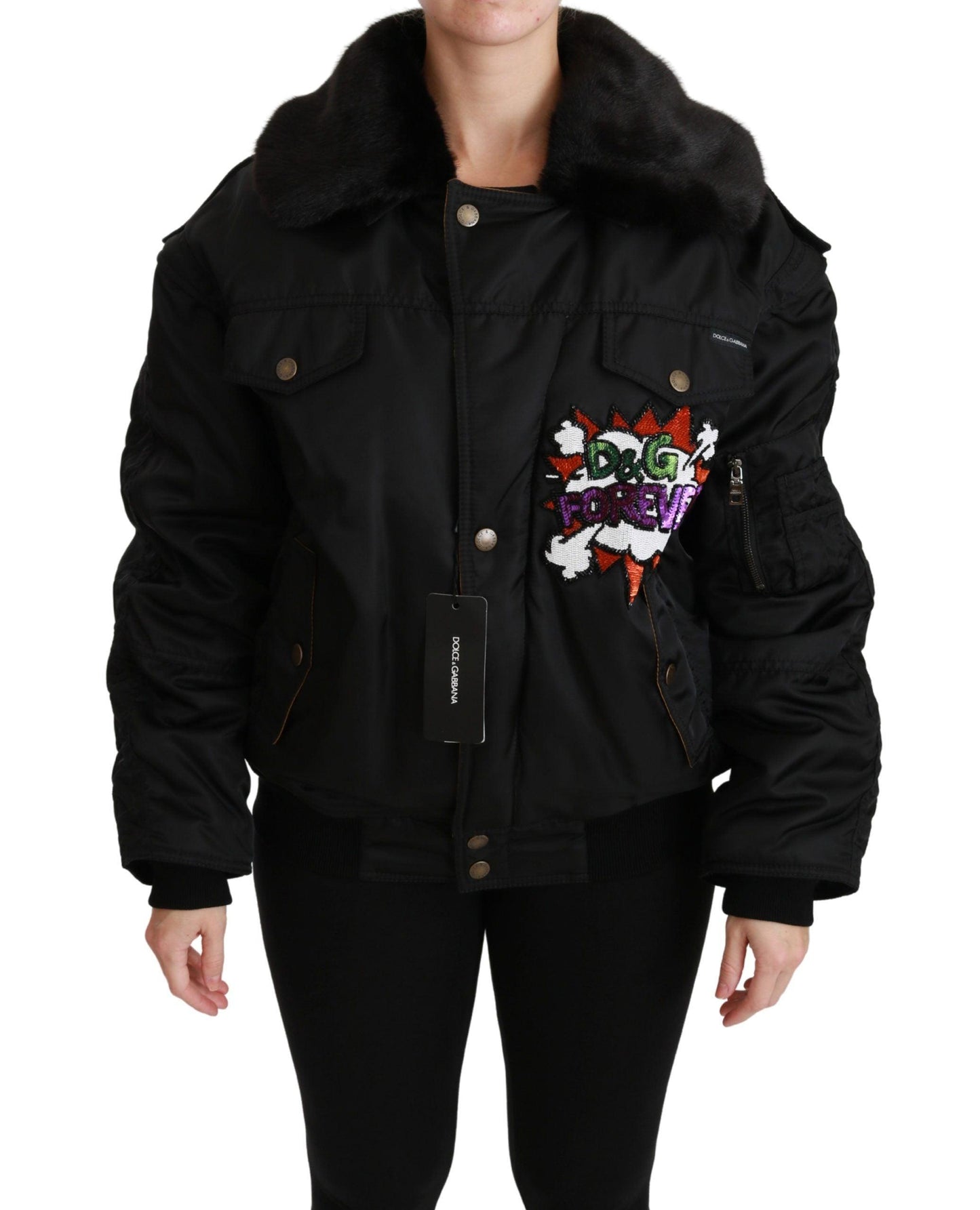 Dolce & Gabbana Elegant Black Bomber Jacket - Arichezz.store