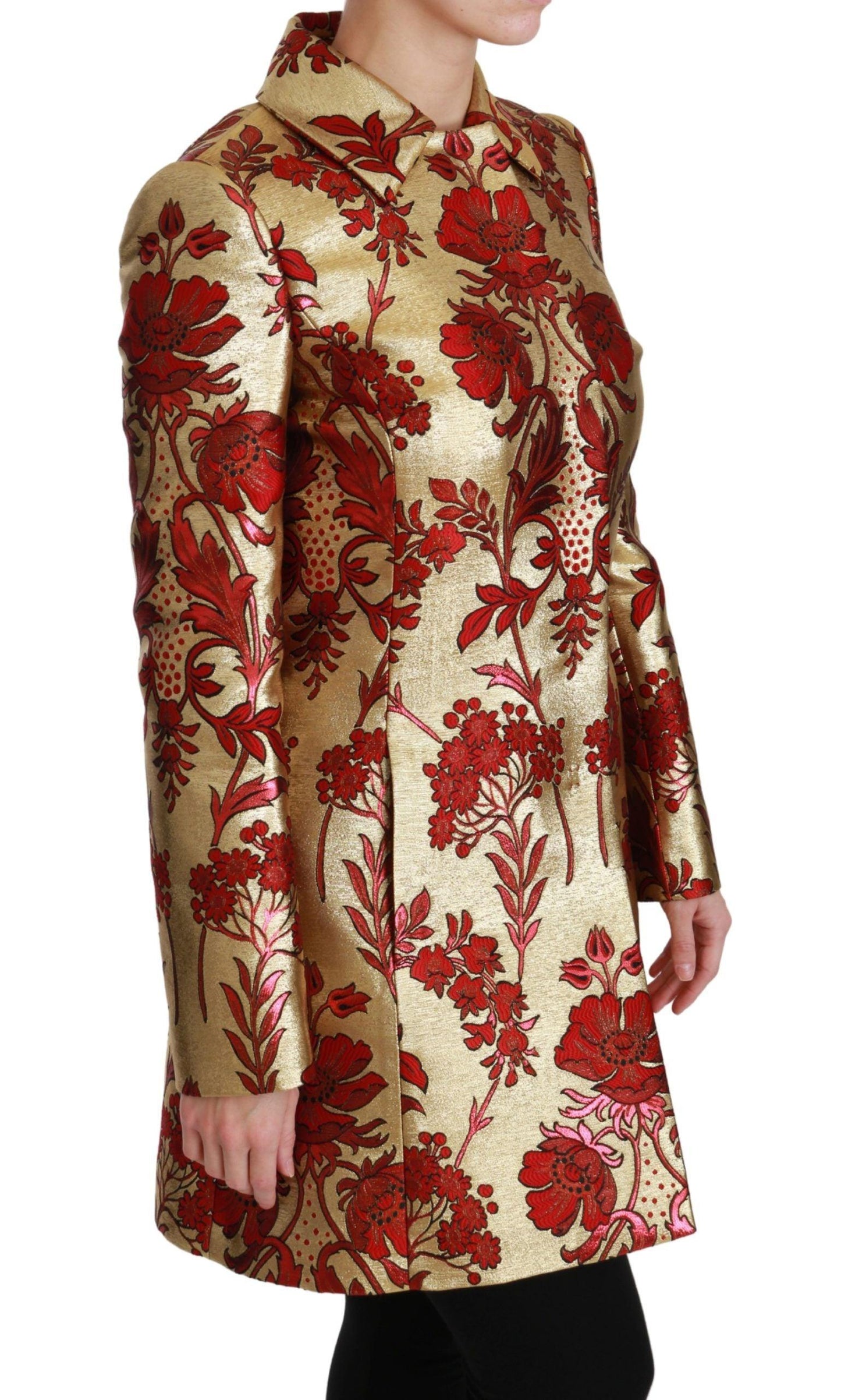 Dolce & Gabbana Gold Floral Brocade Trench Coat - Arichezz.store