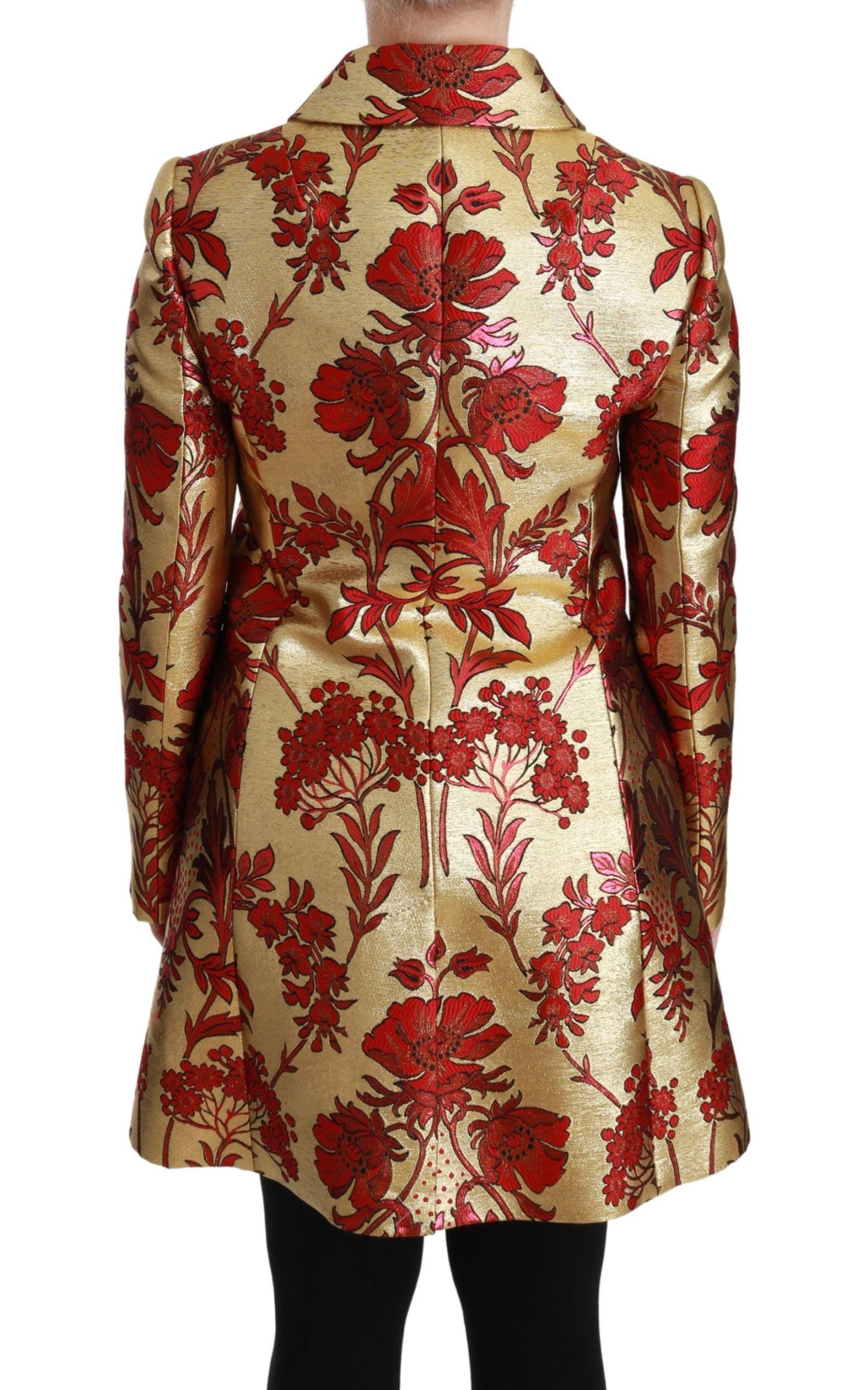 Dolce & Gabbana Gold Floral Brocade Trench Coat - Arichezz.store