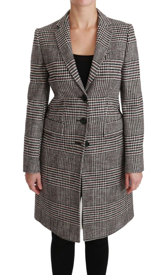 Dolce & Gabbana Multicolor Checked Knee-Length Jacket Coat - Arichezz.store