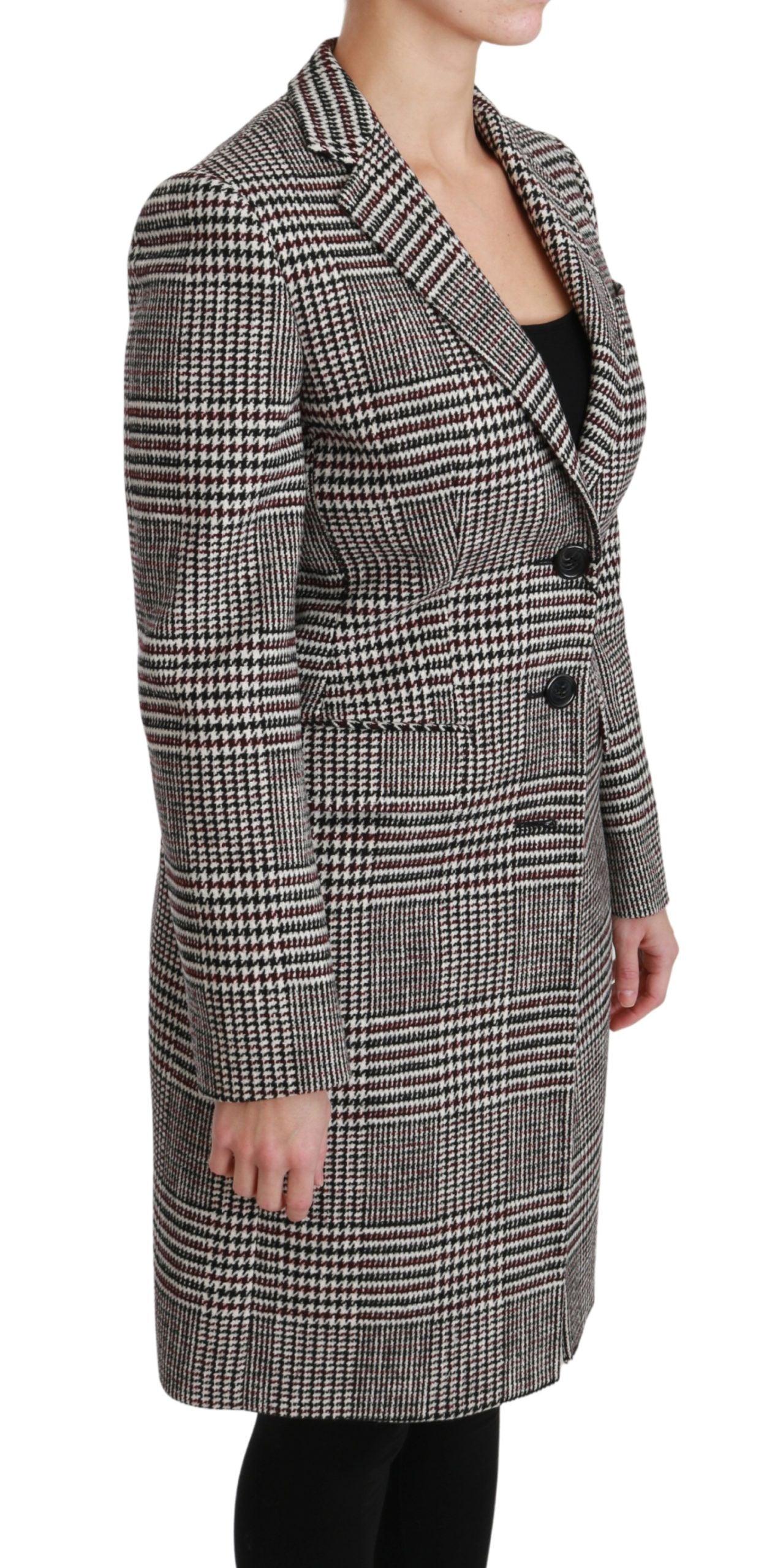 Dolce & Gabbana Multicolor Checked Knee-Length Jacket Coat - Arichezz.store