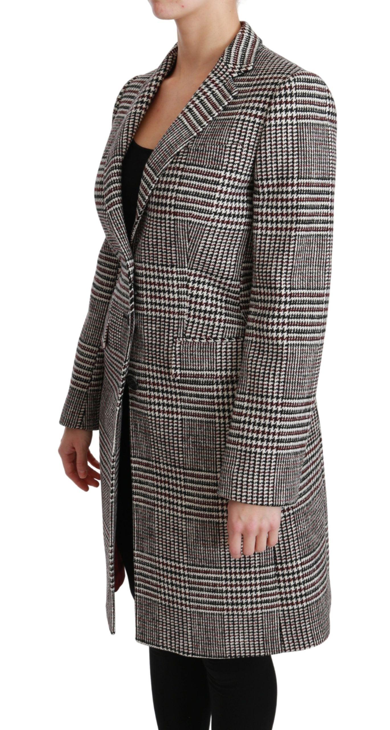 Dolce & Gabbana Multicolor Checked Knee-Length Jacket Coat - Arichezz.store