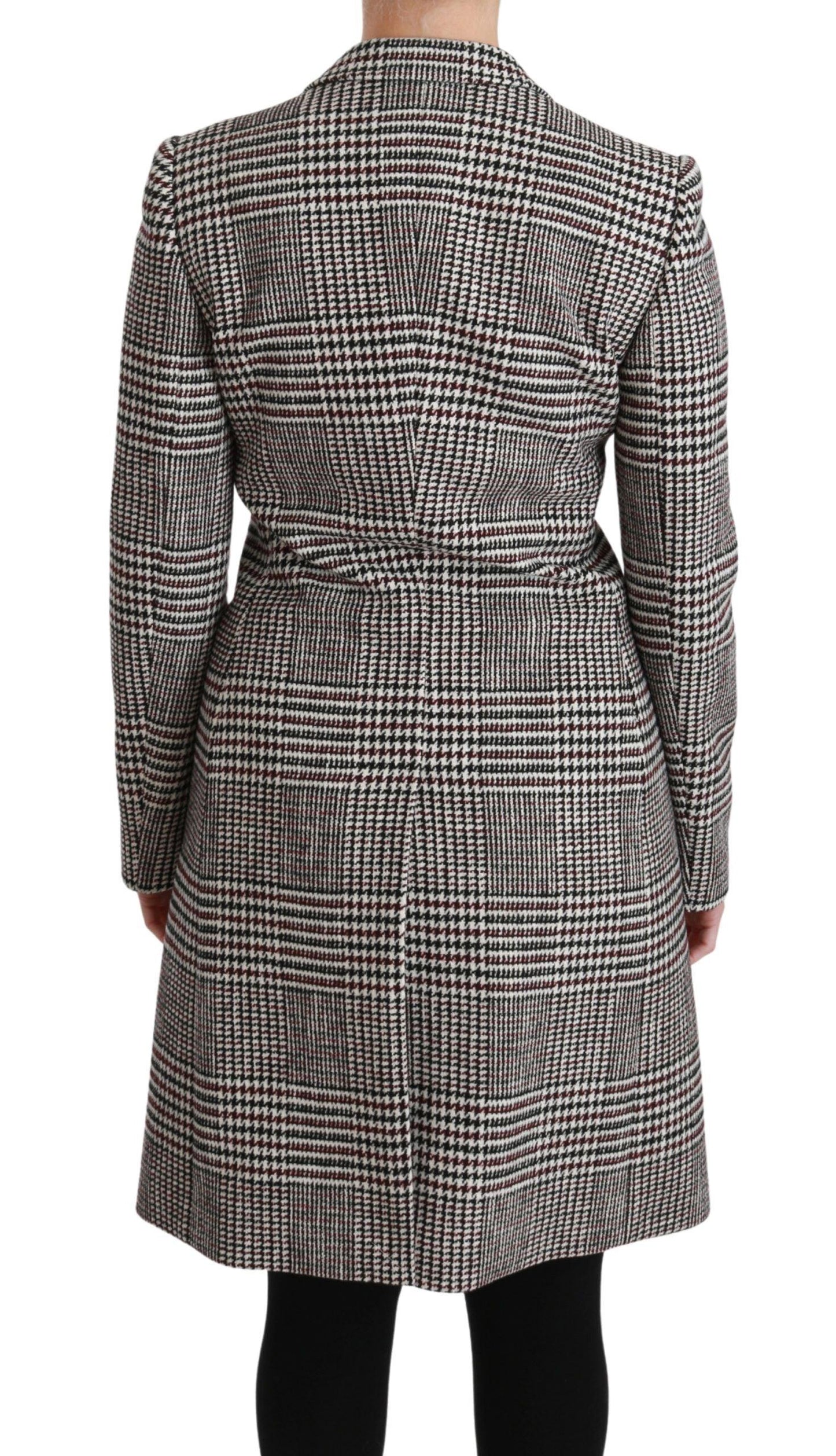 Dolce & Gabbana Multicolor Checked Knee-Length Jacket Coat - Arichezz.store