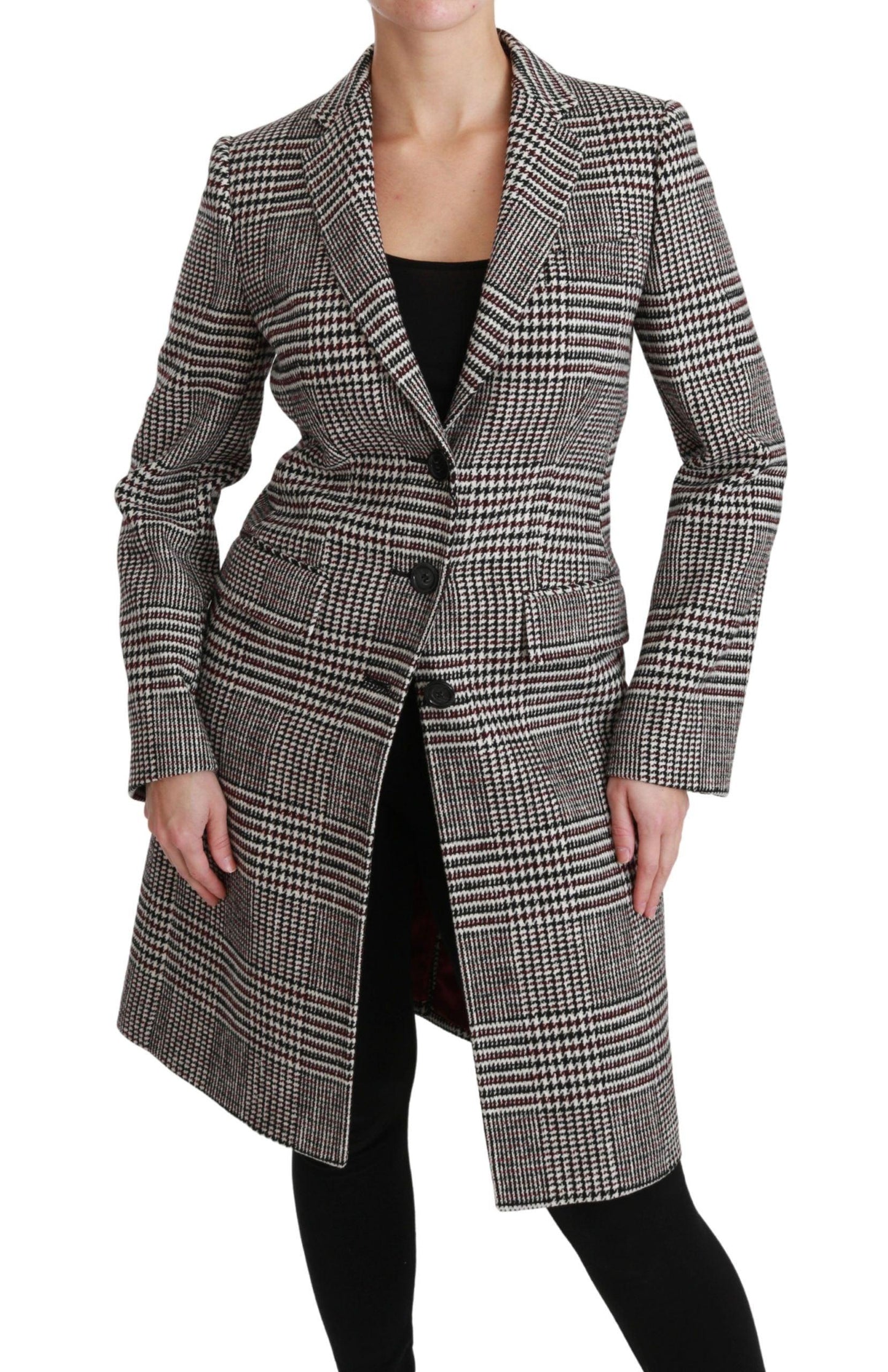 Dolce & Gabbana Multicolor Checked Knee-Length Jacket Coat - Arichezz.store