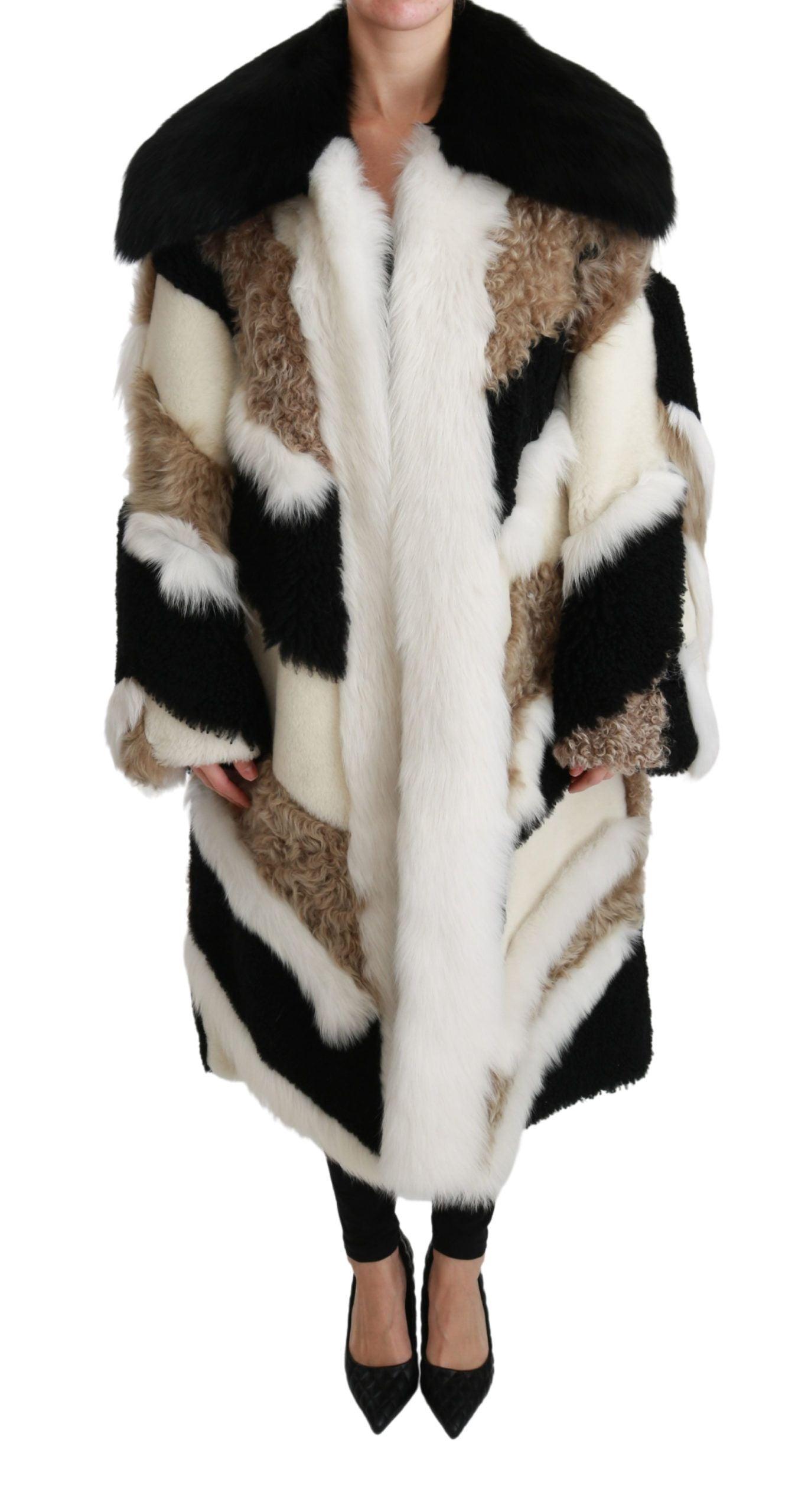 Dolce & Gabbana Elegant Multicolor Shearling Cape Coat - Arichezz.store