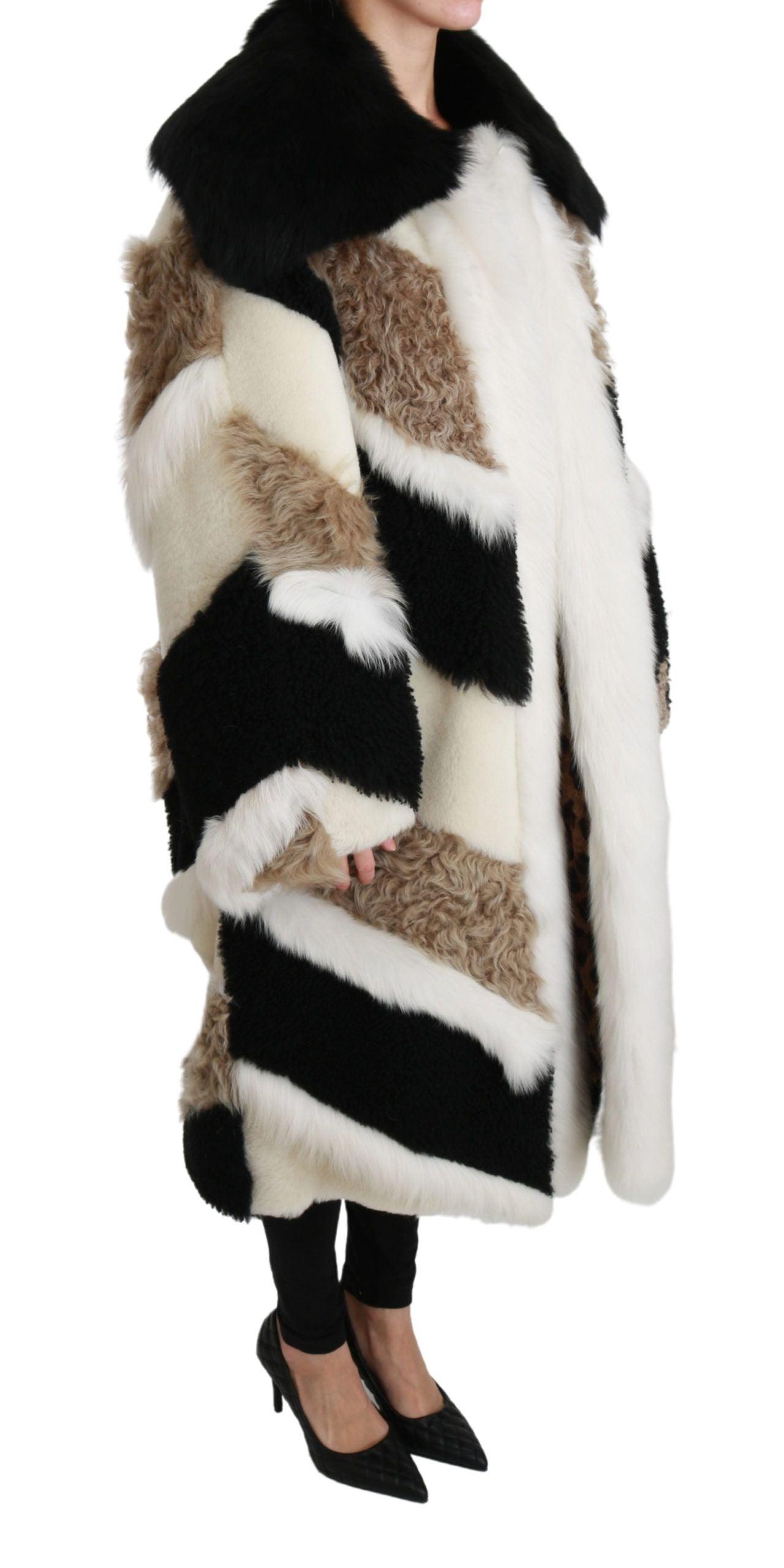 Dolce & Gabbana Elegant Multicolor Shearling Cape Coat - Arichezz.store