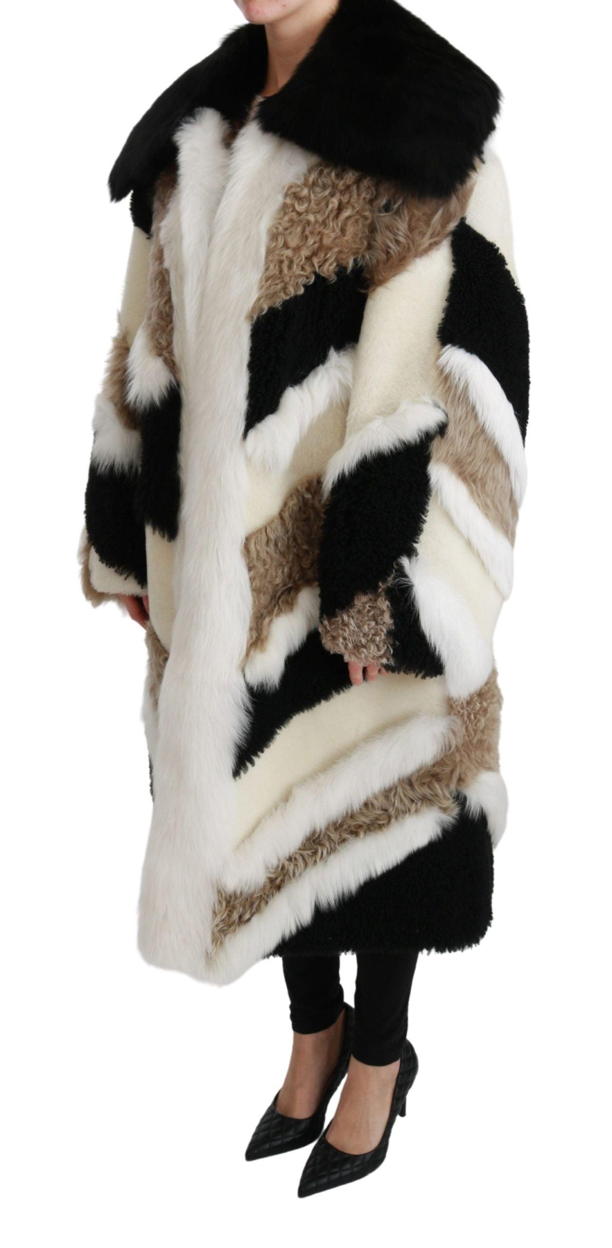 Dolce & Gabbana Elegant Multicolor Shearling Cape Coat - Arichezz.store