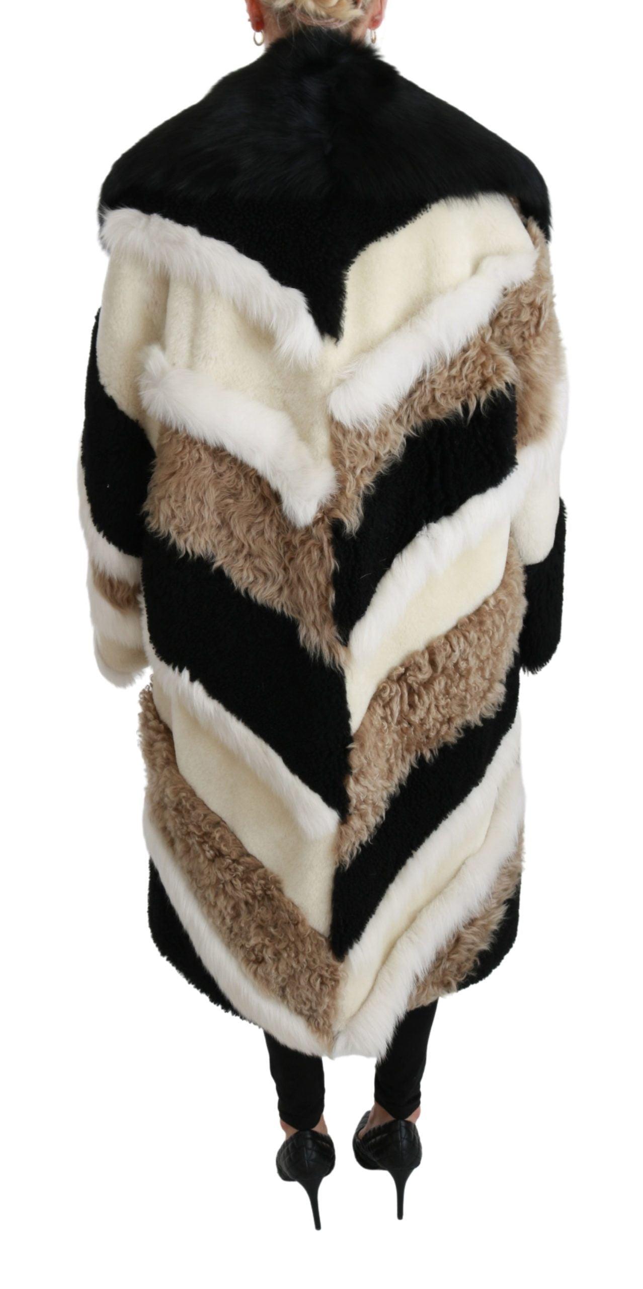 Dolce & Gabbana Elegant Multicolor Shearling Cape Coat - Arichezz.store