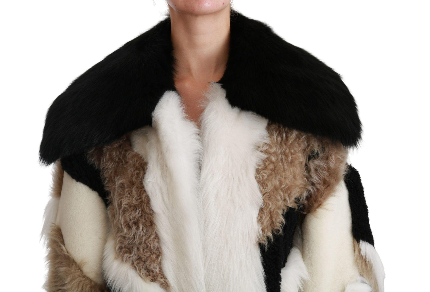 Dolce & Gabbana Elegant Multicolor Shearling Cape Coat - Arichezz.store