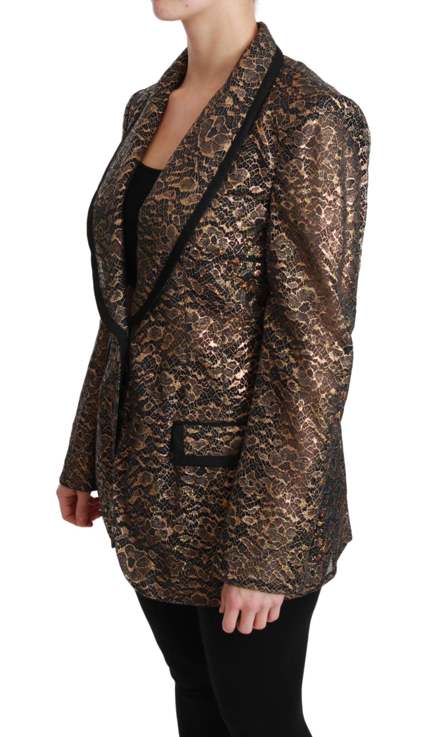 Dolce & Gabbana Gold Floral Lace Blazer Jacket - Arichezz.store