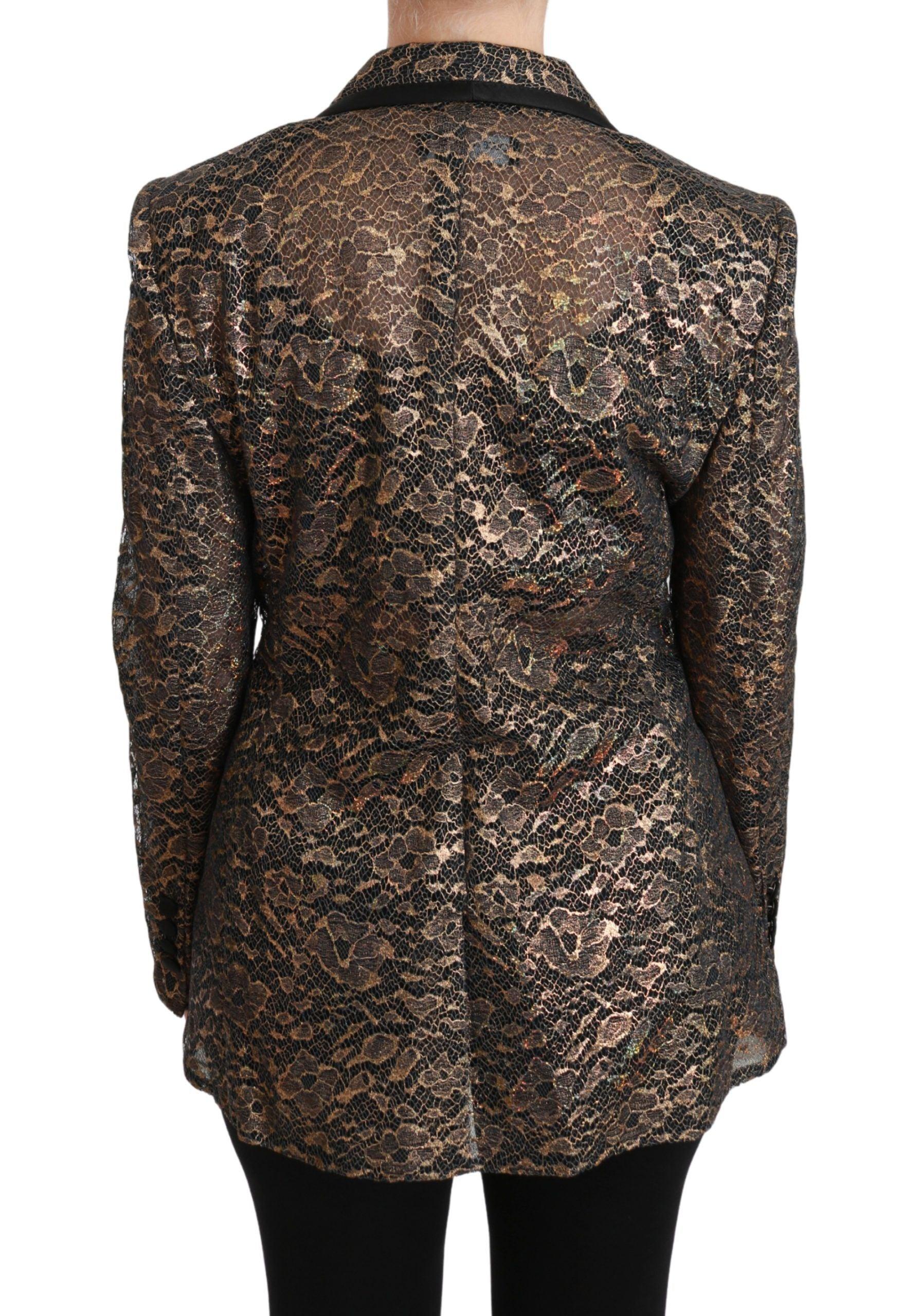 Dolce & Gabbana Gold Floral Lace Blazer Jacket - Arichezz.store