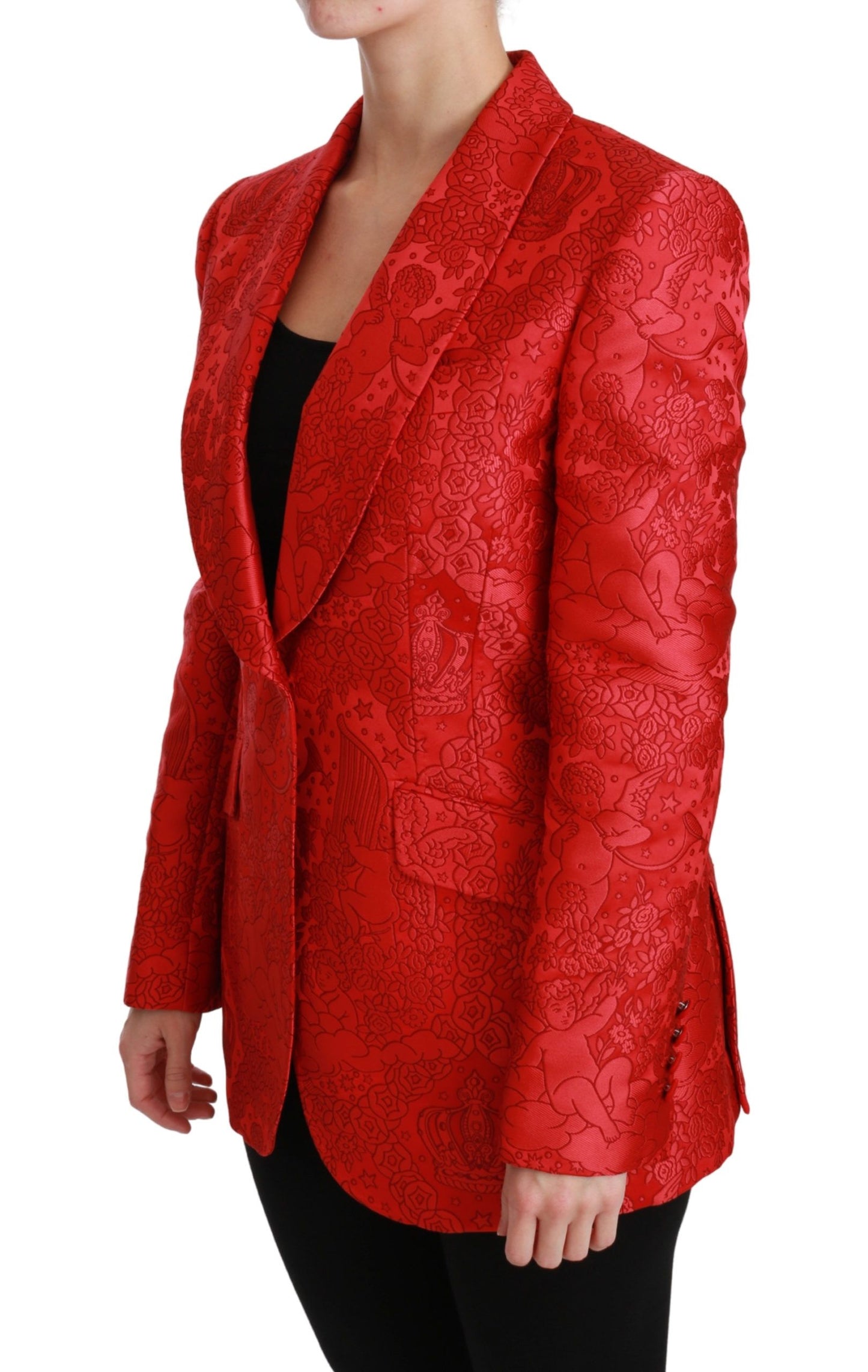 Dolce & Gabbana Red Floral Angel Blazer - Arichezz.store