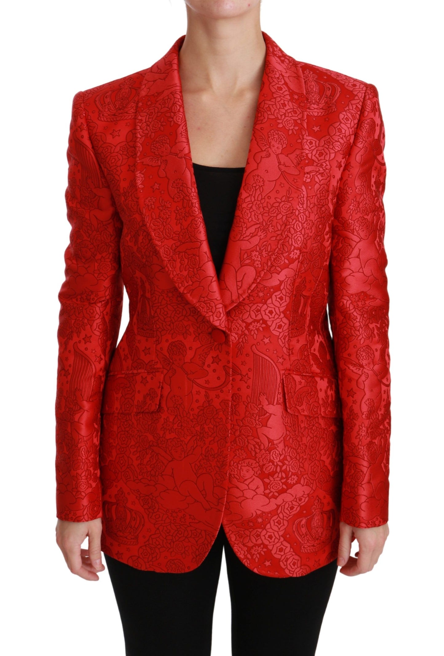 Dolce & Gabbana Red Floral Angel Blazer - Arichezz.store