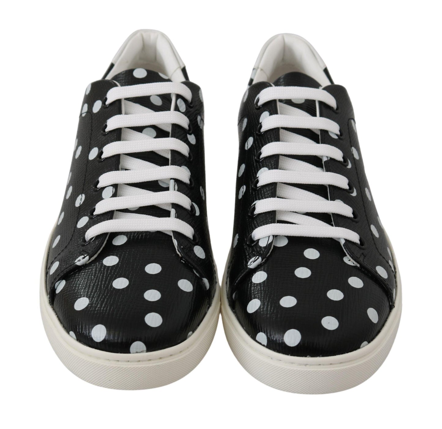 Dolce & Gabbana Black Polka Dotted Leather Sneakers - Arichezz.store