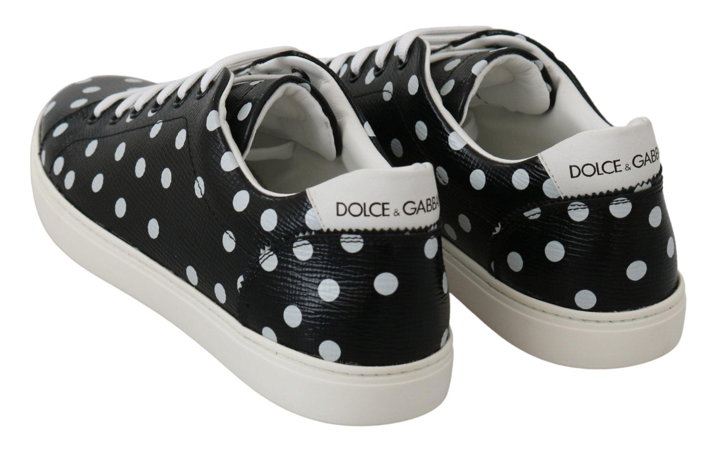 Dolce & Gabbana Black Polka Dotted Leather Sneakers - Arichezz.store