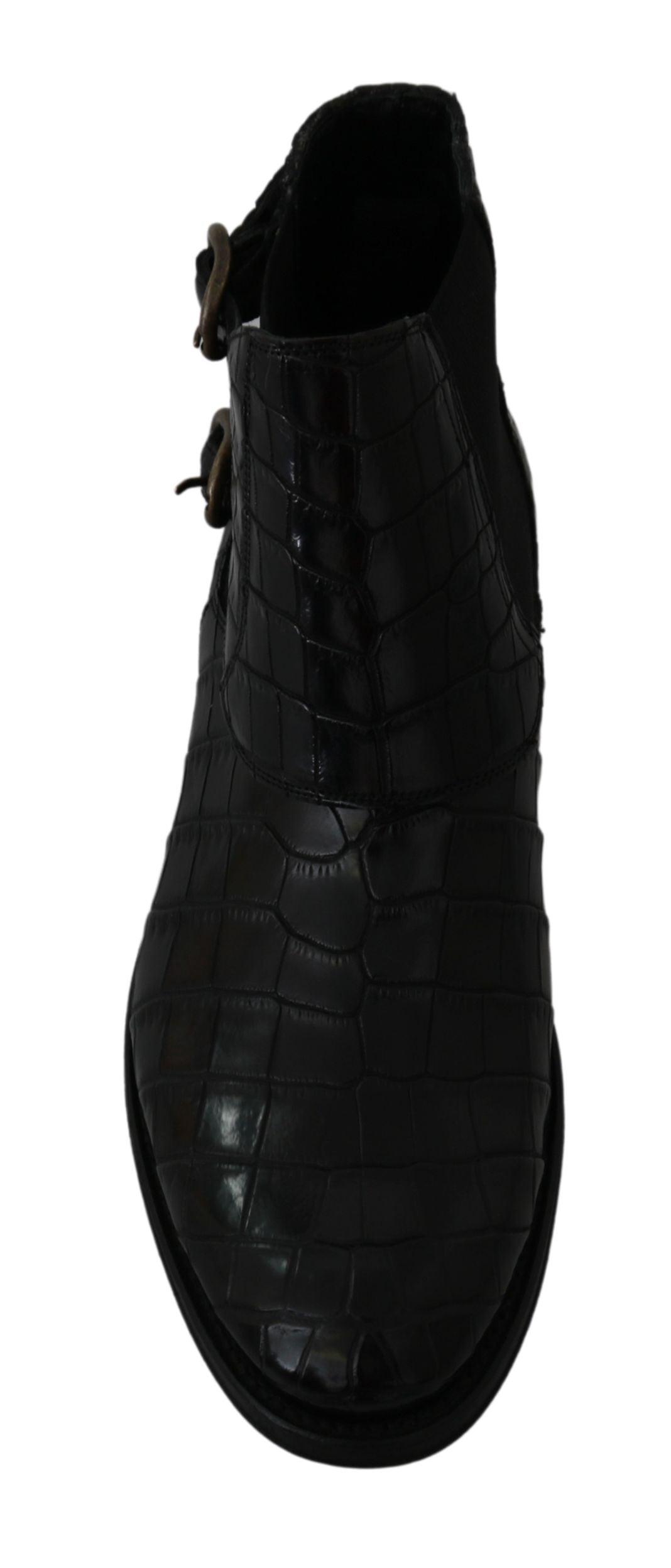 Dolce & Gabbana Elegant Derby Brogue Boots in Exotic Leather - Arichezz.store