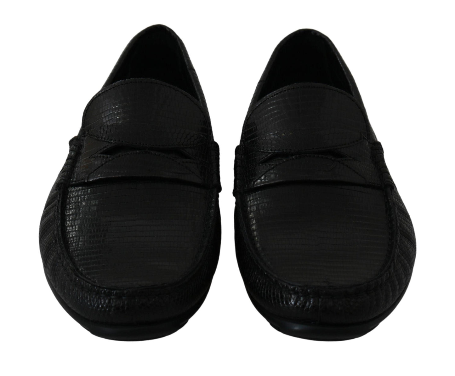 Dolce & Gabbana Exquisite Black Lizard Leather Loafers - Arichezz.store