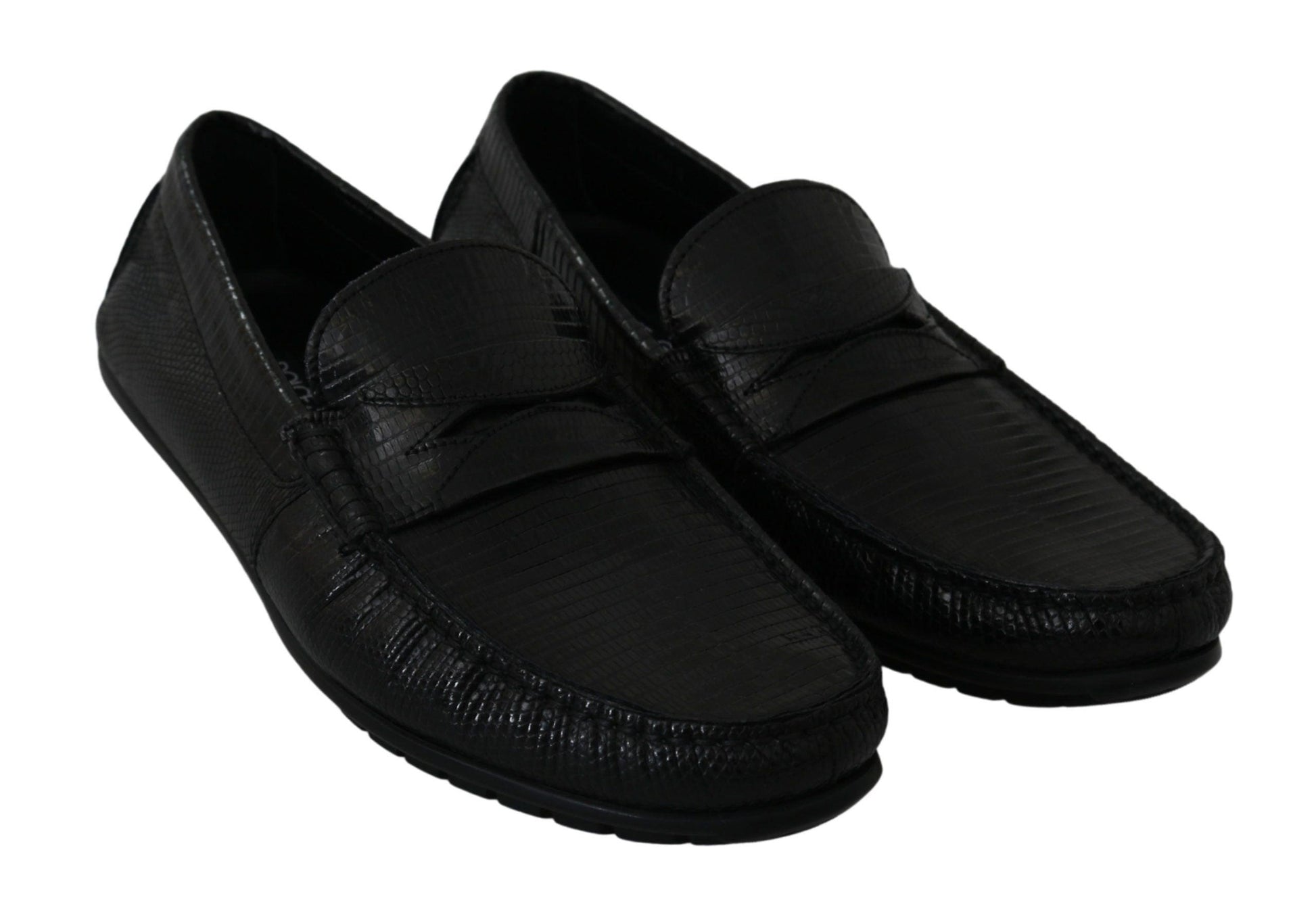 Dolce & Gabbana Exquisite Black Lizard Leather Loafers - Arichezz.store