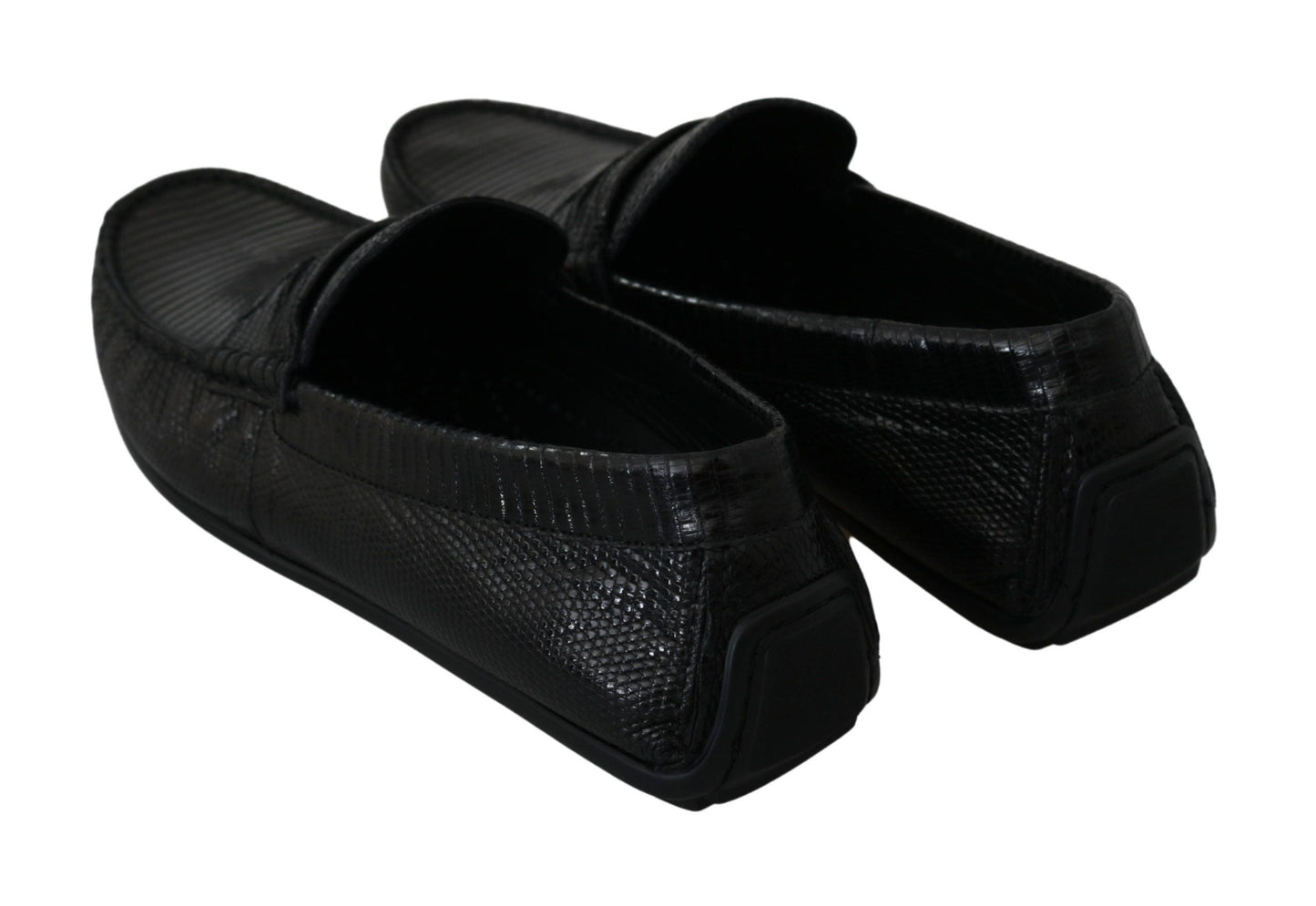 Dolce & Gabbana Exquisite Black Lizard Leather Loafers - Arichezz.store