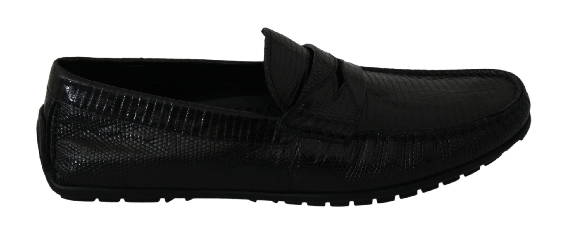 Dolce & Gabbana Exquisite Black Lizard Leather Loafers - Arichezz.store