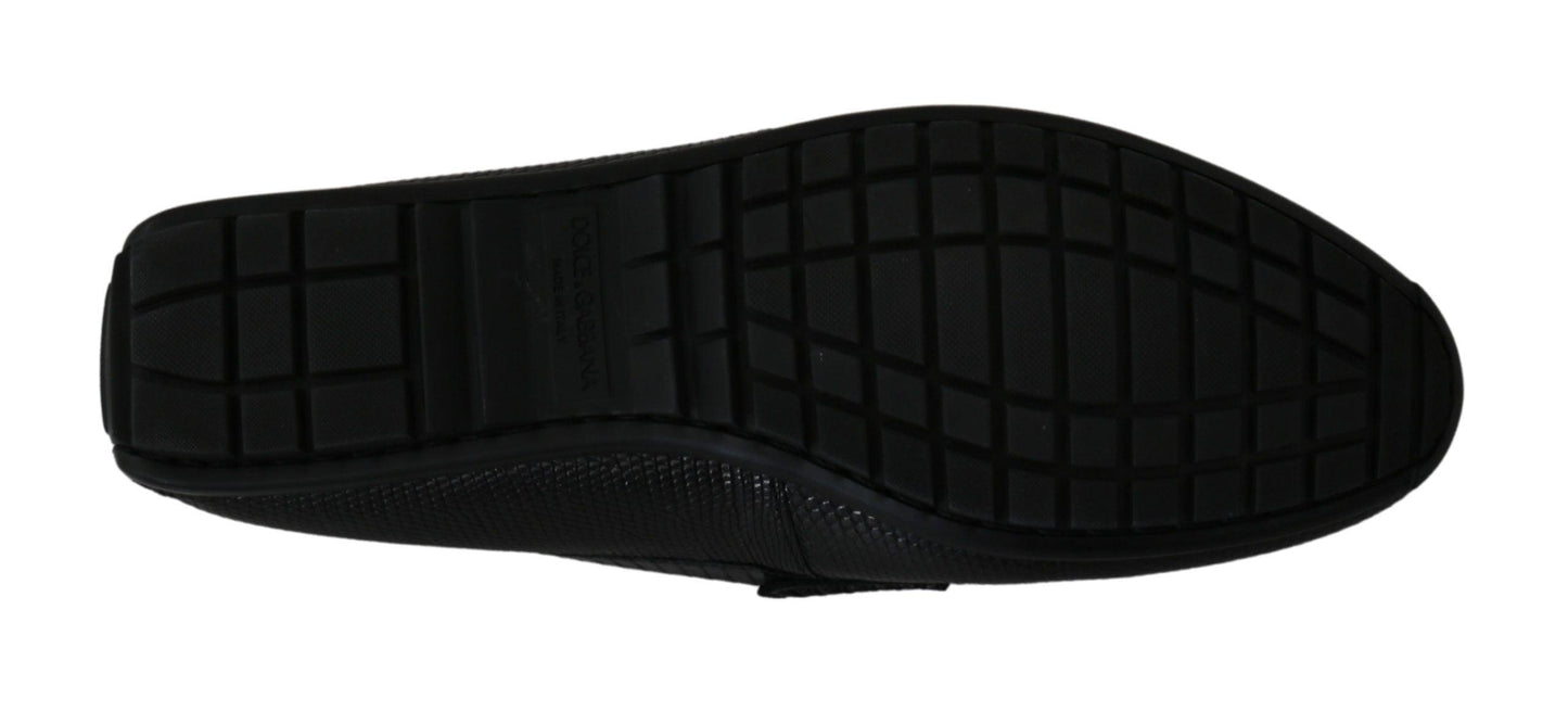 Dolce & Gabbana Exquisite Black Lizard Leather Loafers - Arichezz.store