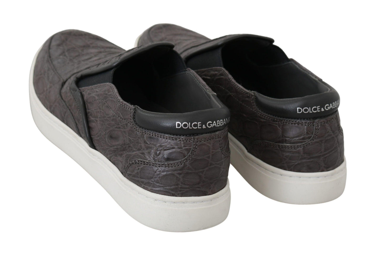 Dolce & Gabbana Elegant Gray Caiman Leather Loafers - Arichezz.store