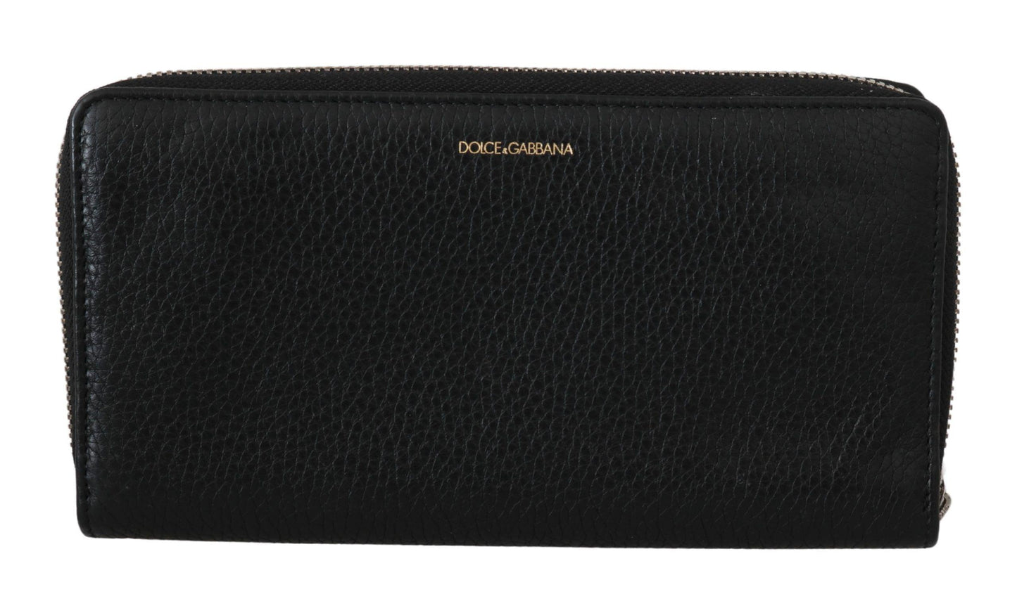 Dolce & Gabbana Elegant Black Leather Zip Continental Wallet - Arichezz.store