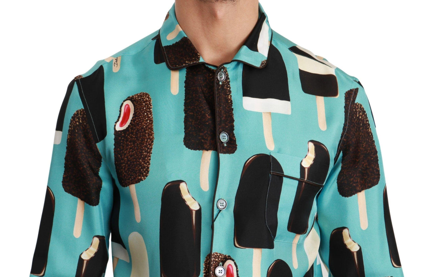 Dolce & Gabbana Exclusive Silk Blend Ice-Cream Print Shirt - Arichezz.store