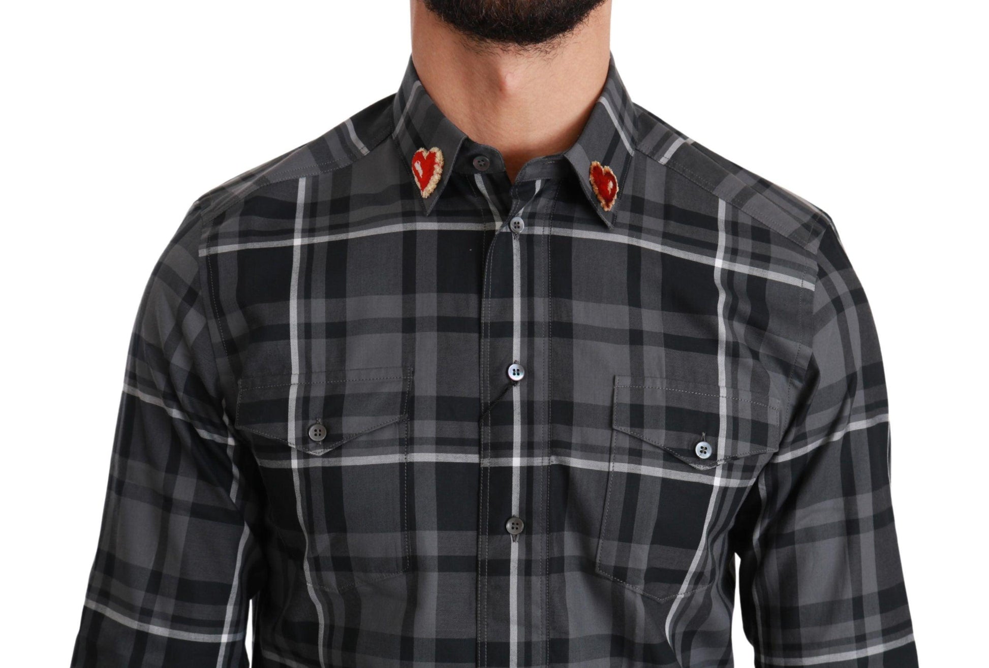 Dolce & Gabbana Elegant Gray Checkered Martini Dress Shirt - Arichezz.store