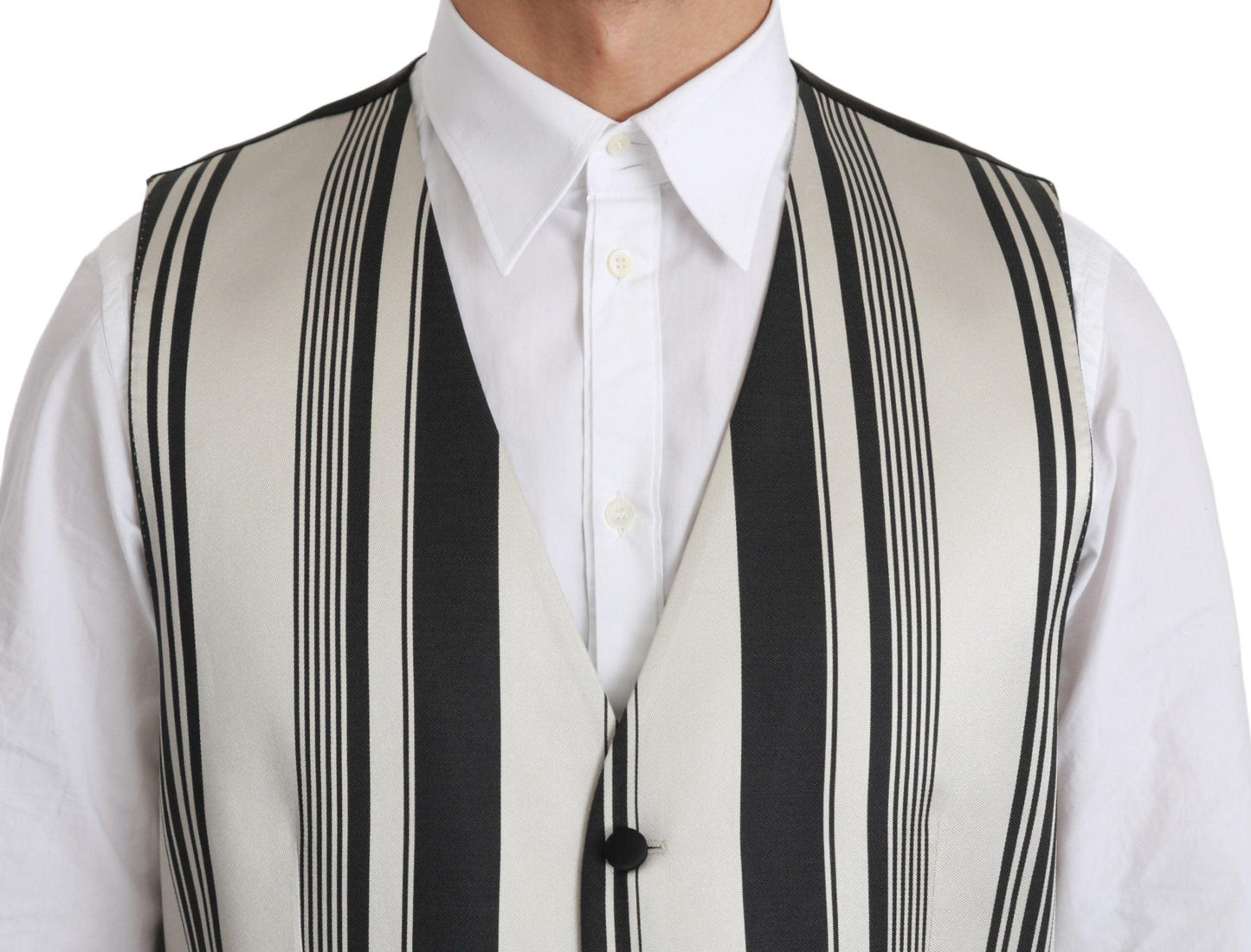 Dolce & Gabbana Stripe Cotton Silk Dress Vest - Arichezz.store