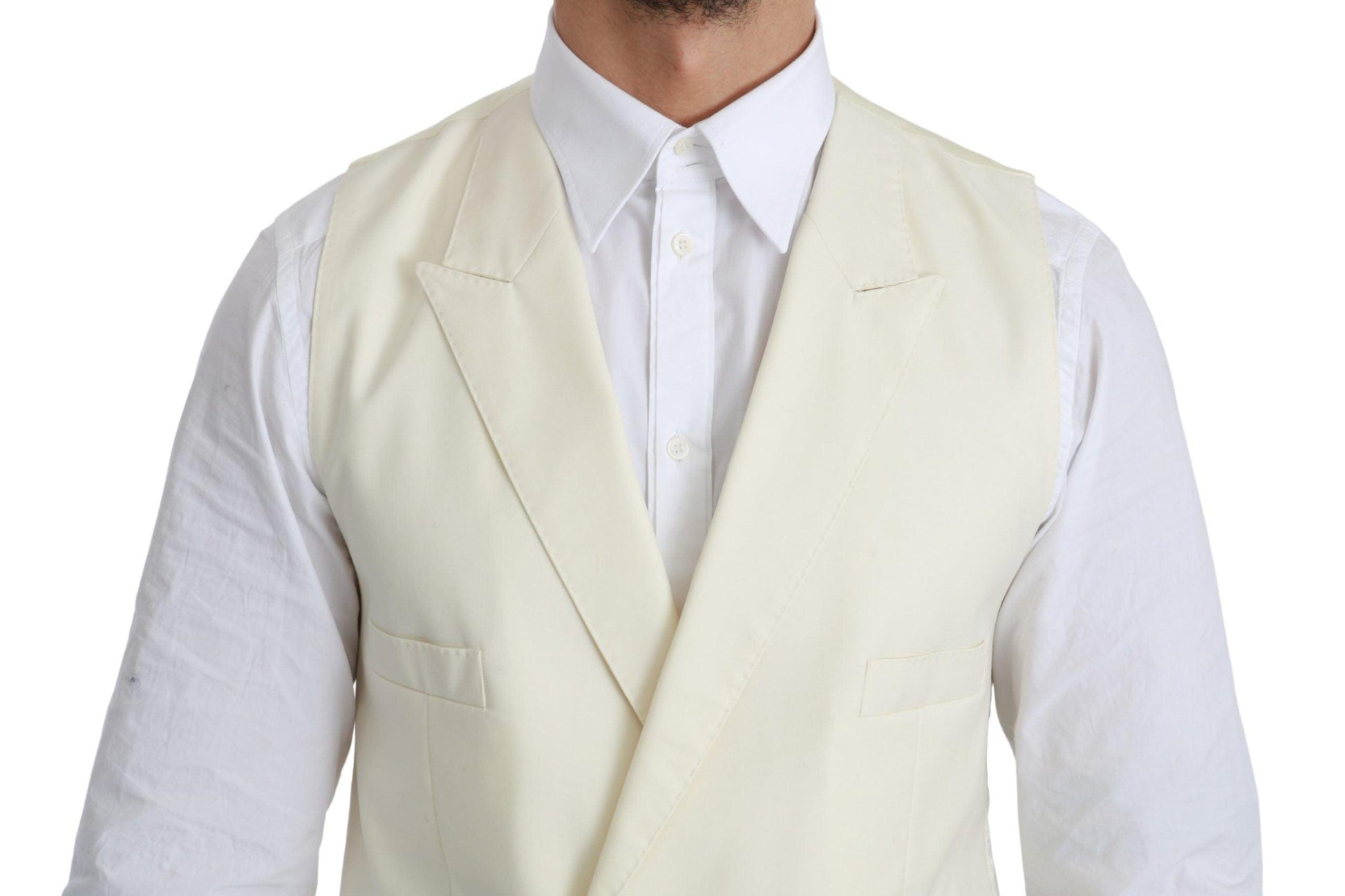 Dolce & Gabbana Elegant Cream Wool Dress Vest - Arichezz.store