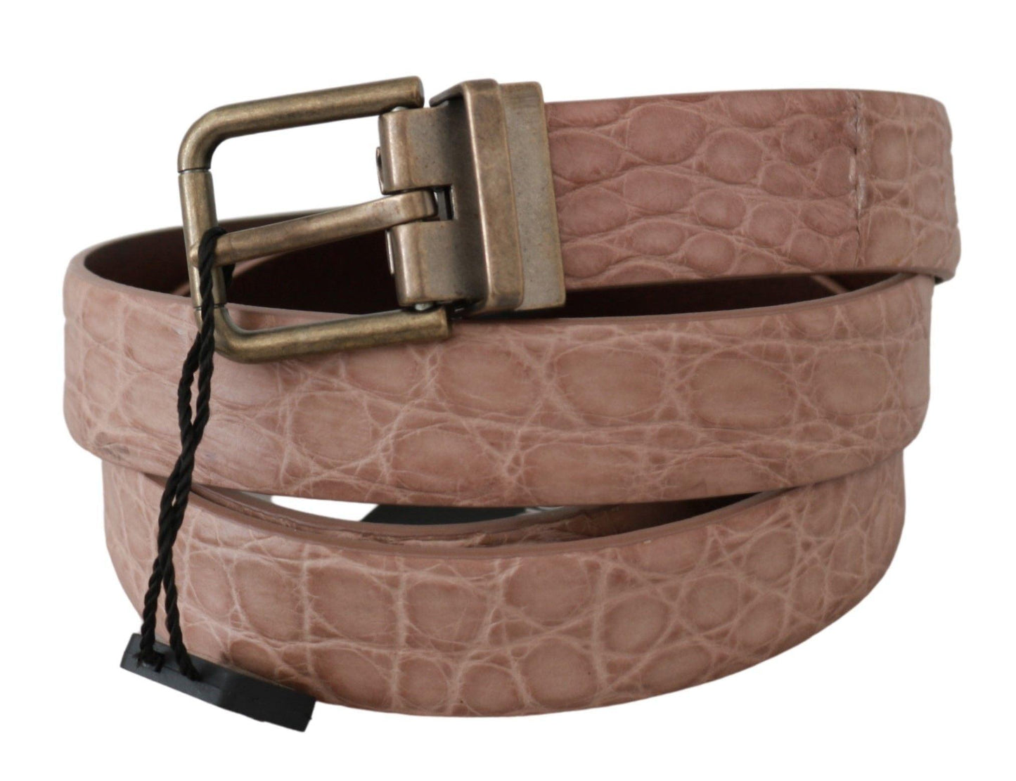 Dolce & Gabbana Elegant Exotic Skin Brushed Gold Buckle Belt - Arichezz.store