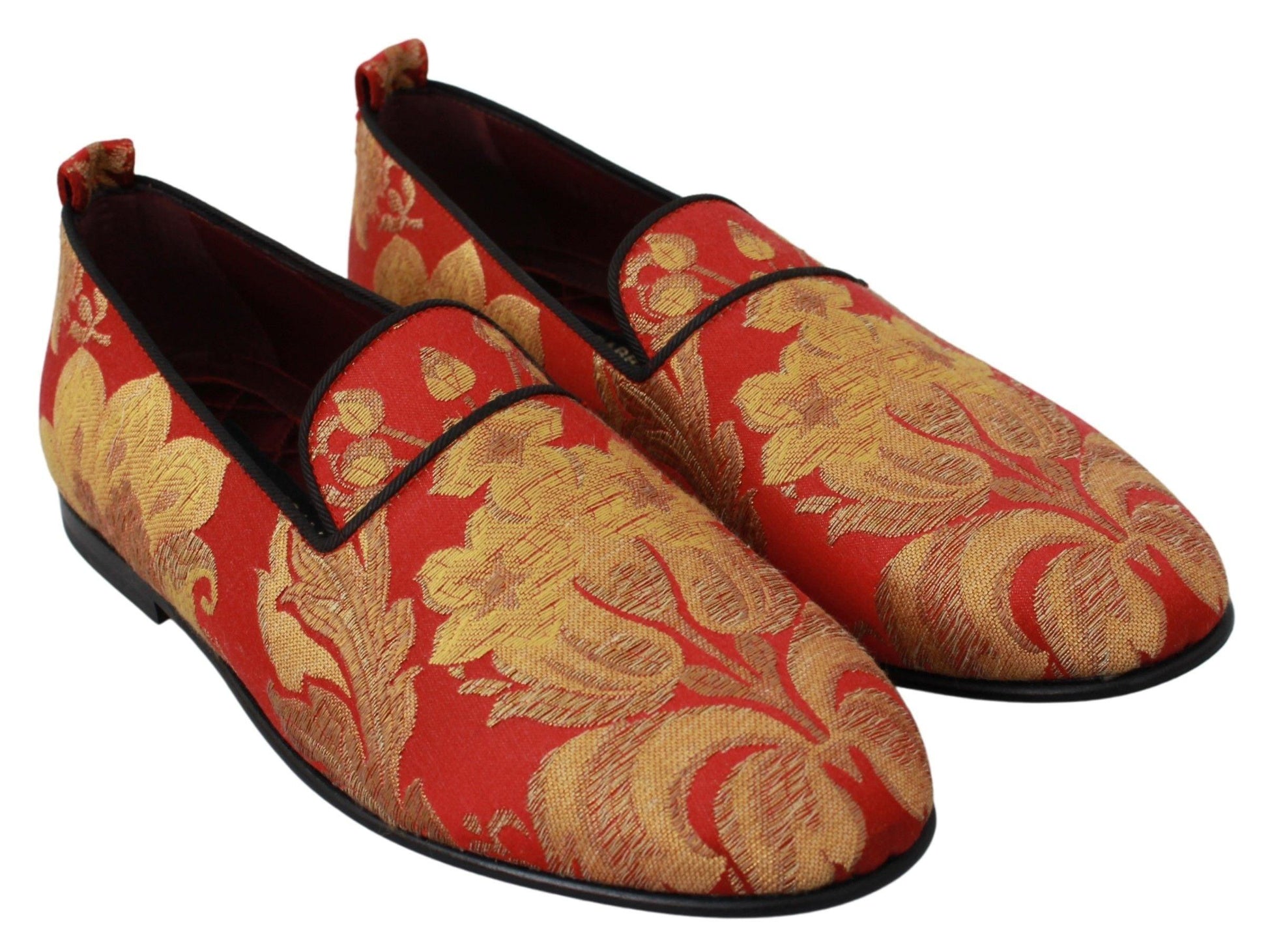 Dolce & Gabbana Rose Gold Brocade Loafers Slide Flats - Arichezz.store