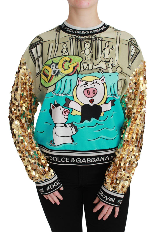 Dolce & Gabbana Chic Multicolor Motive Sequined Sweater - Arichezz.store